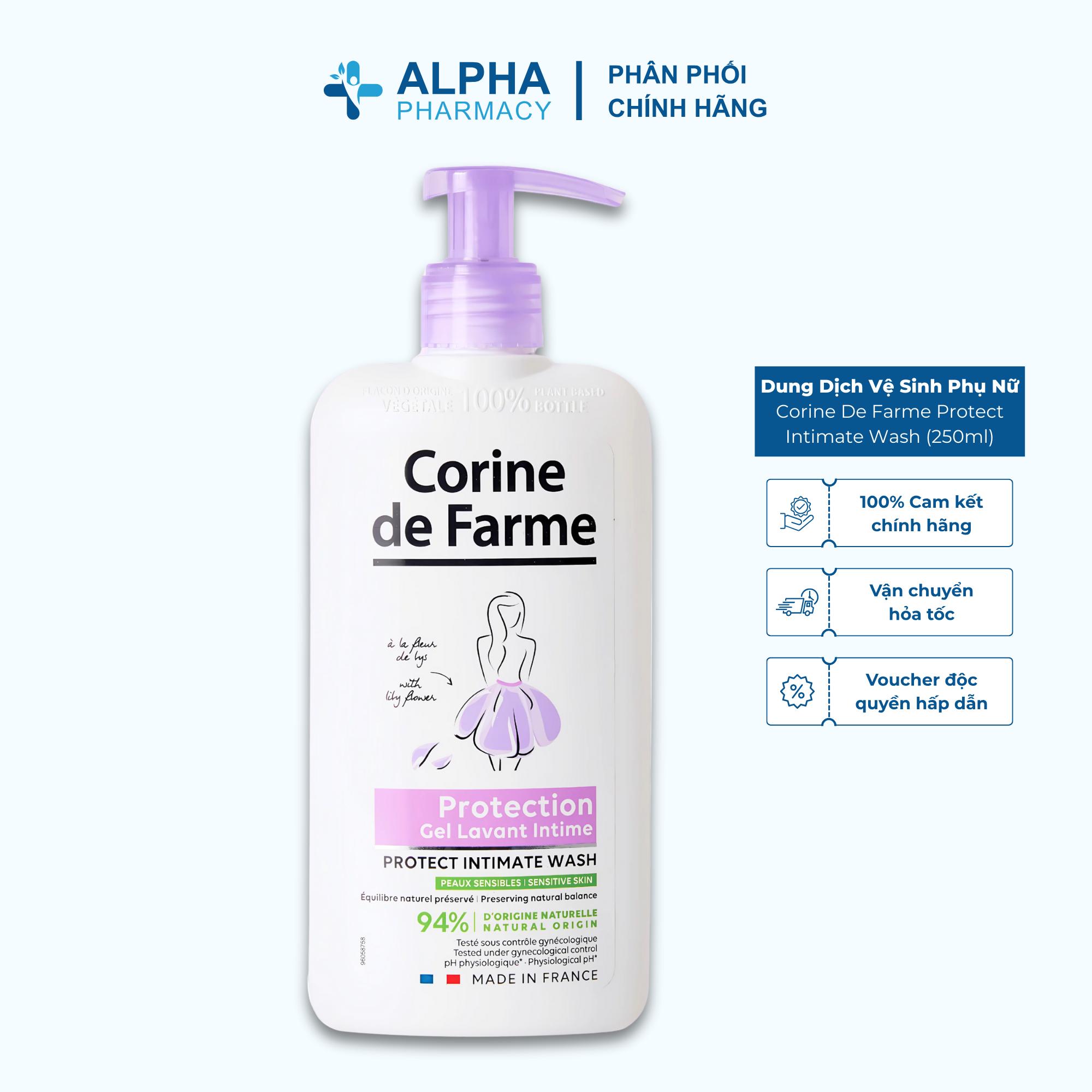 Dung Dịch Vệ Sinh Phụ Nữ Corine De Farme Protect Intimate Wash Bảo Vệ Da Nhạy Cảm – 250ml