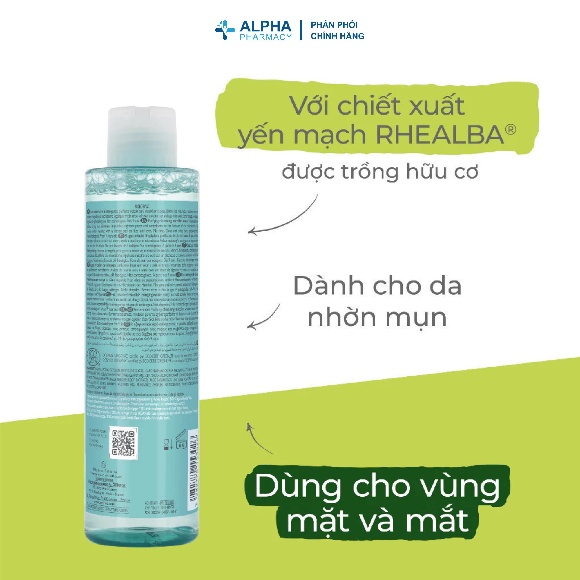 Nước Tẩy Trang Dịu Nhẹ Dành Cho Da Dầu Mụn A-Derma Biologi AC Purifying Cream Micellar Water - 200ml - Image 4