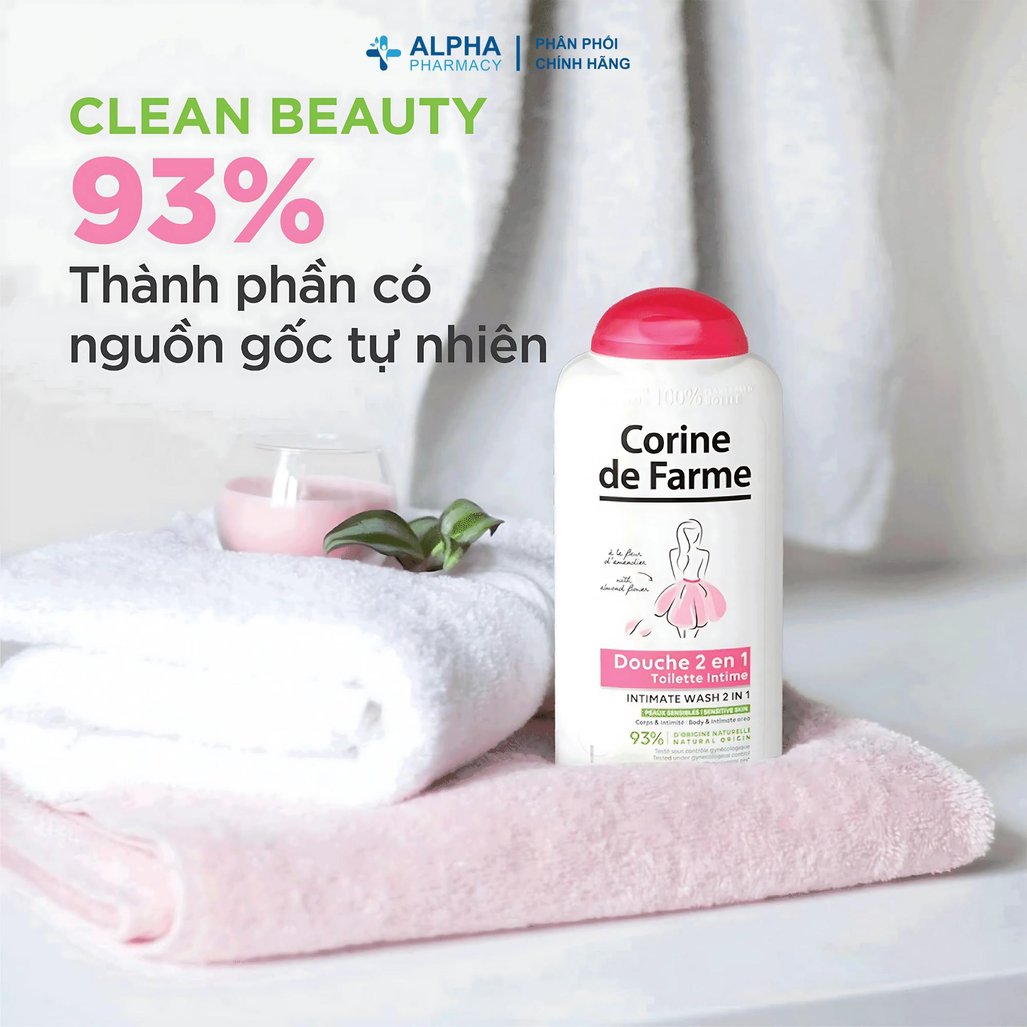 Dung Dịch Vệ Sinh Phụ Nữ Corine De Farme Intimate Wash 2 In 1 Làm Sạch Toàn Thân & Vùng Kín – 250ml - Image 3