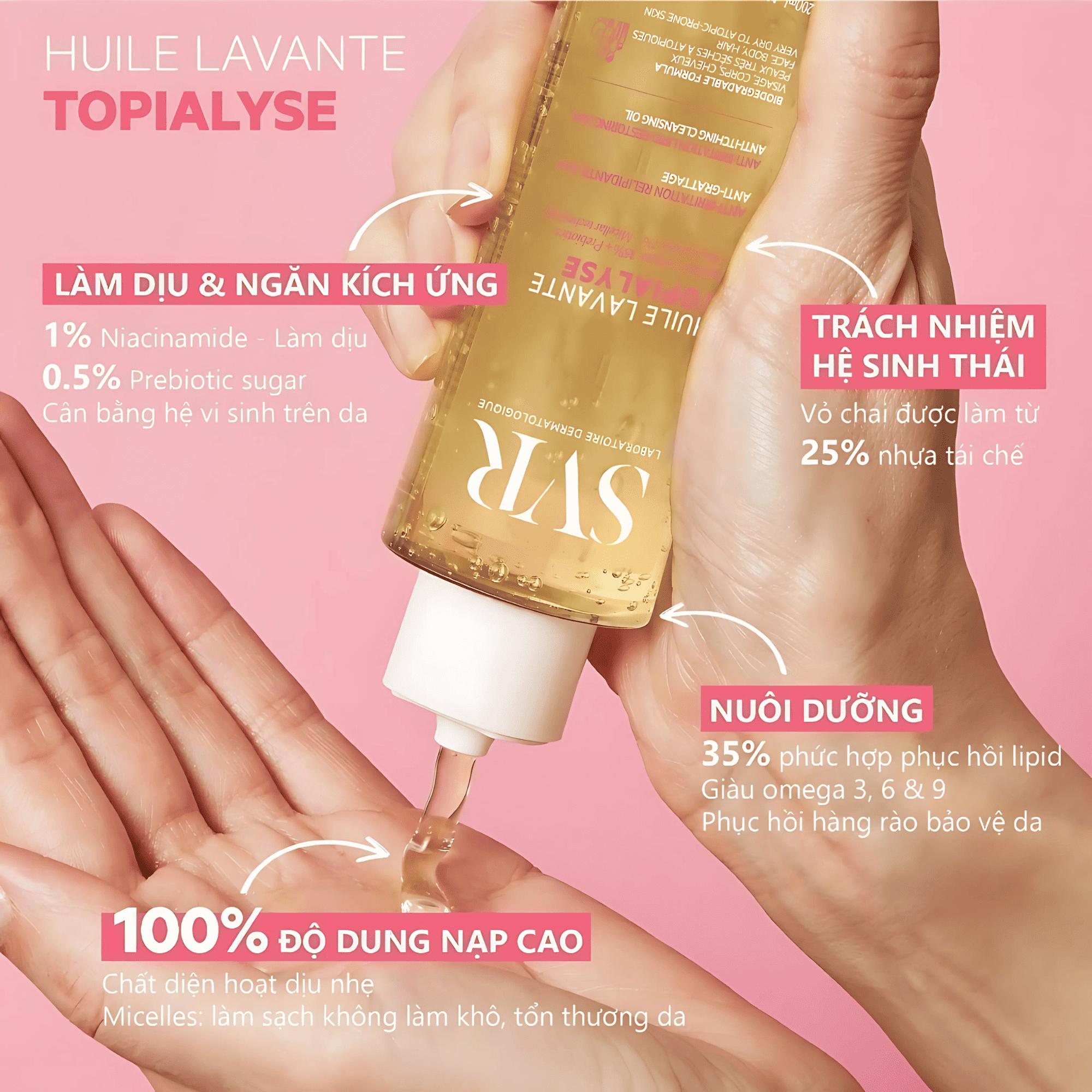 Dầu Tắm SVR Topialyse Huile Lavante Làm Sạch & Làm Dịu Da – 55ml/200ml - Image 3