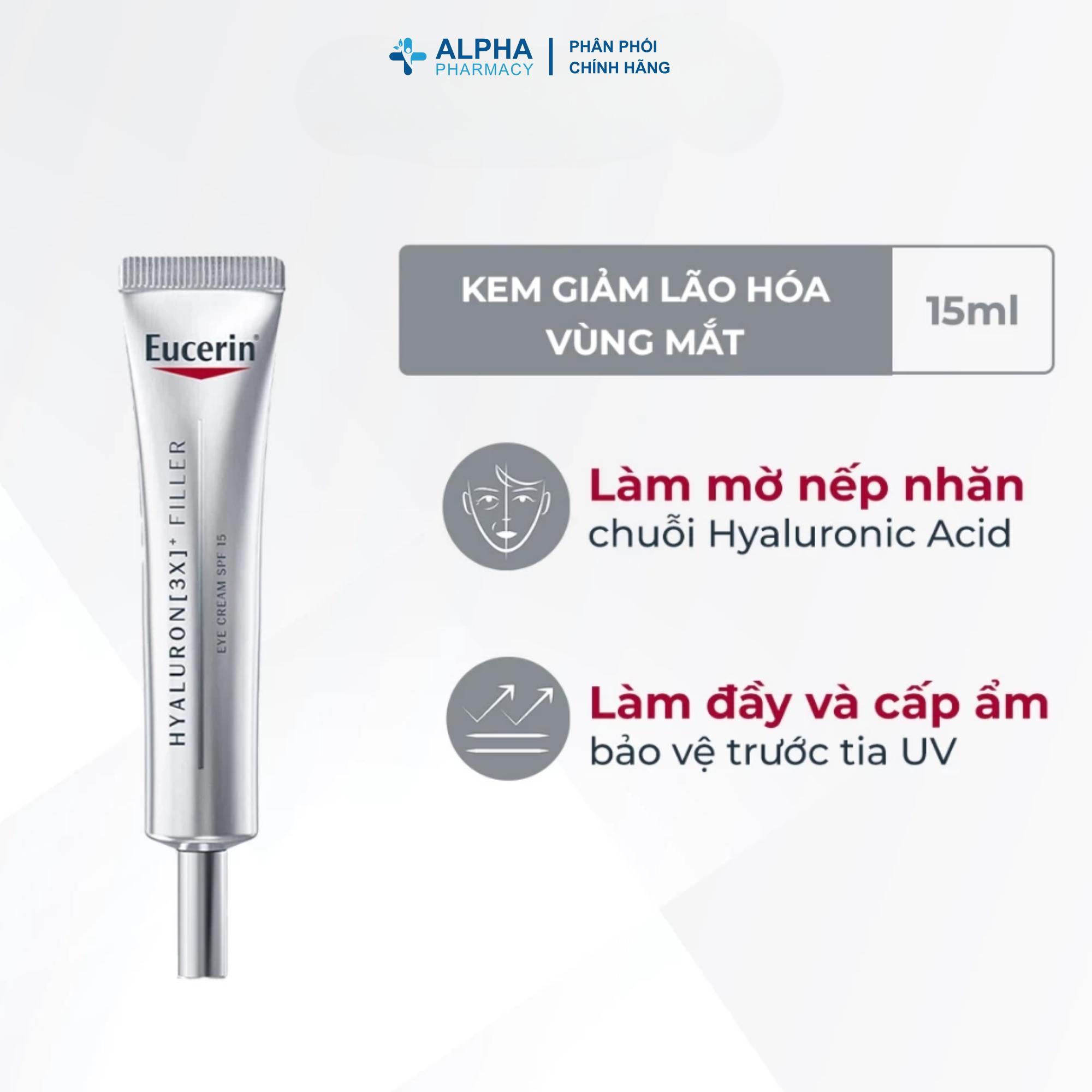 Kem Dưỡng Mắt Eucerin Hyaluron 3X+ Filler Cream SPF15 Giảm Nếp Nhăn & Ngừa Lão Hoá – 15ml - Image 2