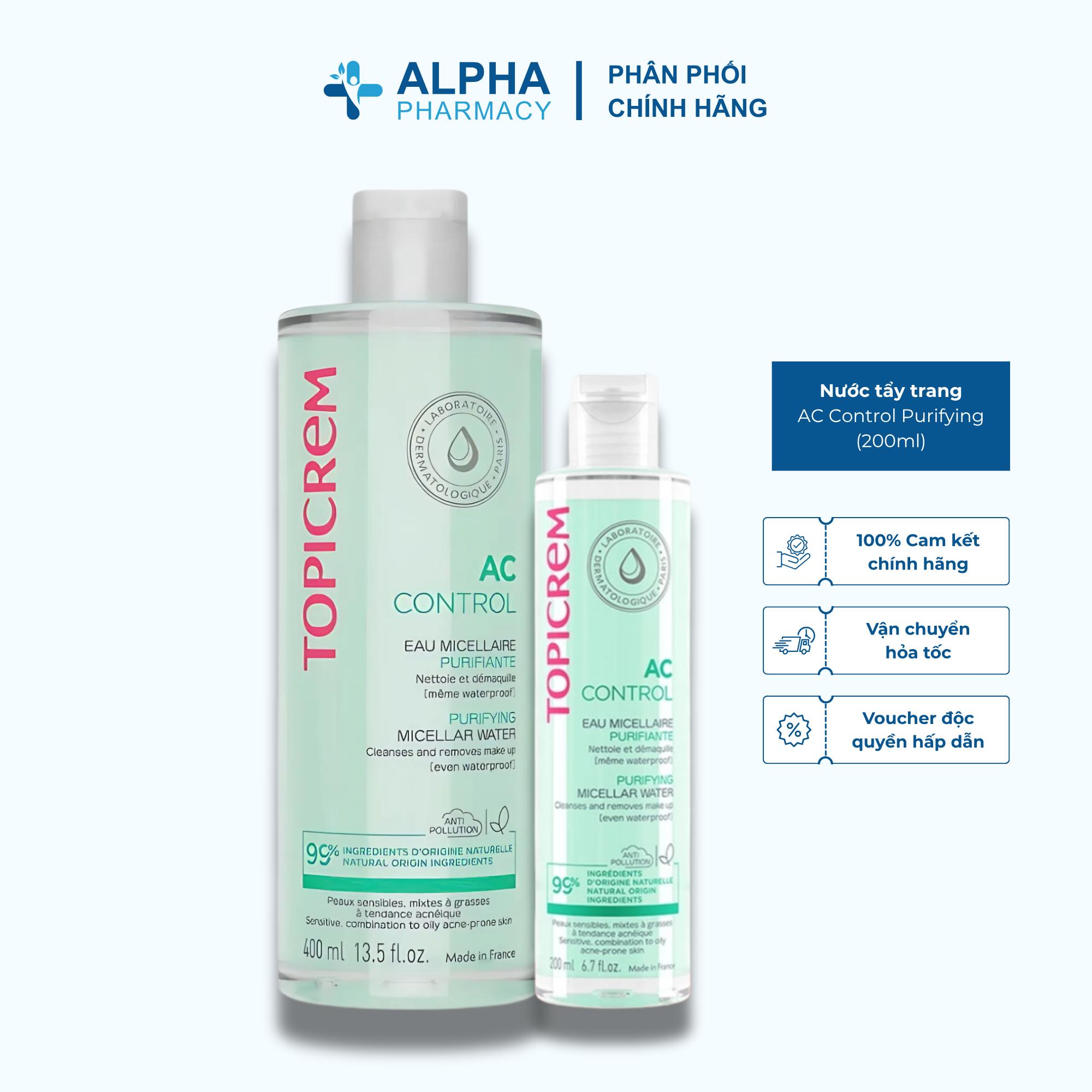 Nước Tẩy Trang Topicrem AC Control Purifying Micellar Water Cho Da Dầu, Da Hỗn Hợp Và Da Mụn - 200ml/400ml