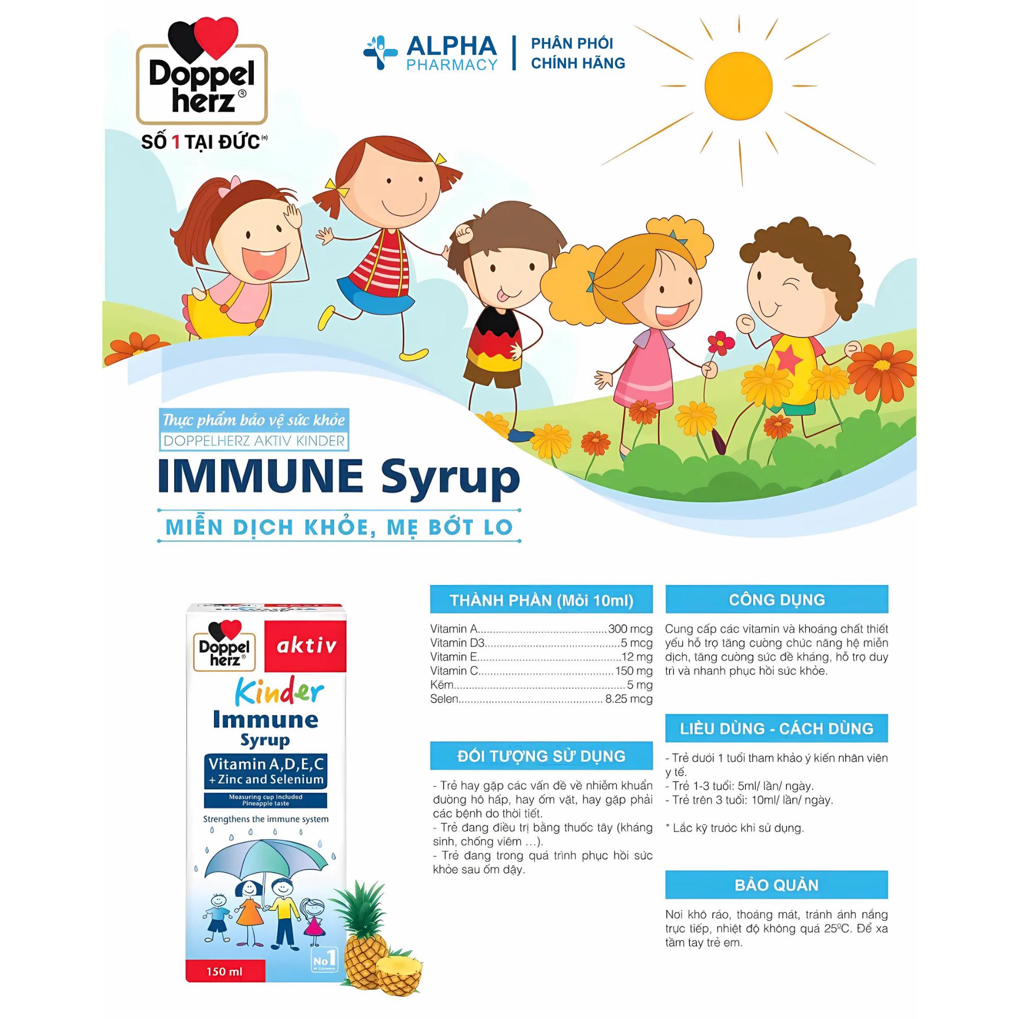 Siro Doppelherz Kinder Immune Syrup Tăng Cường Sức Đề Kháng Cho Trẻ – Chai 150ml - Image 2