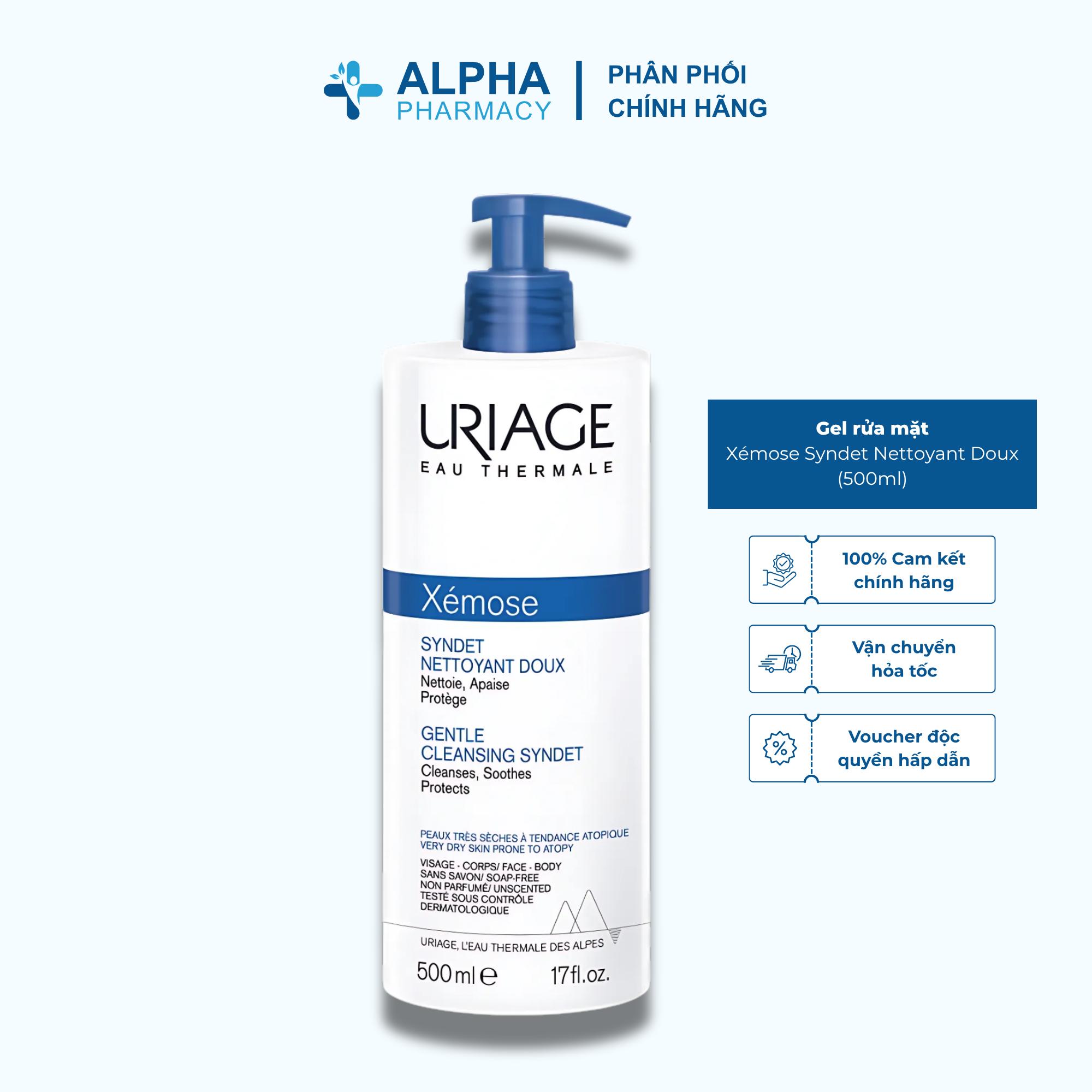 Sữa Rửa Mặt Dạng Gel-Cream Uriage Xémose Syndet Nettoyant Doux Làm Sạch Cho Da Khô, Viêm Da Cơ Địa & Chàm – 500ml