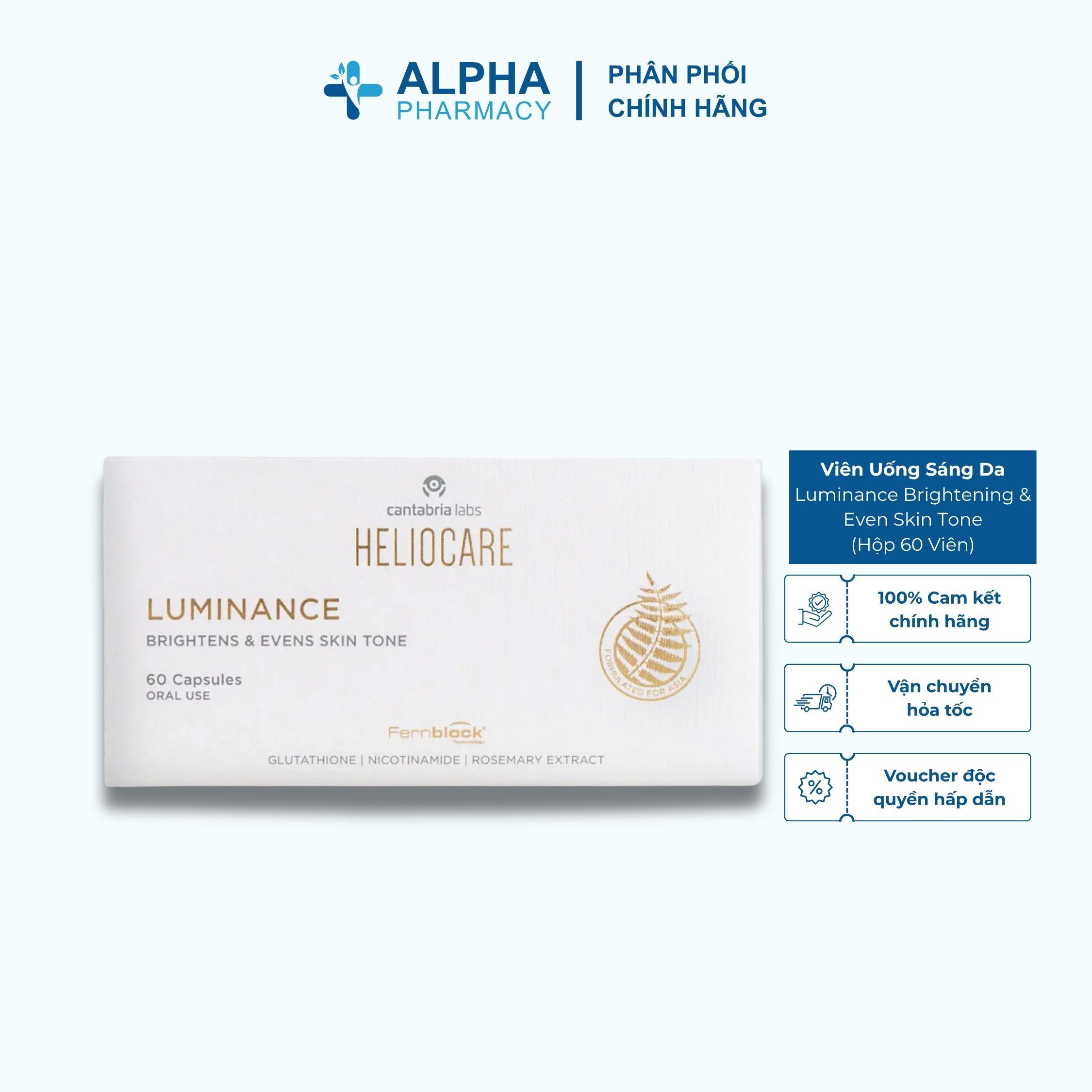 Viên Uống Heliocare Luminance Brightening & Even Skin Tone Làm Sáng Da, Cân Bằng Sắc Tố – Hộp 60 Viên