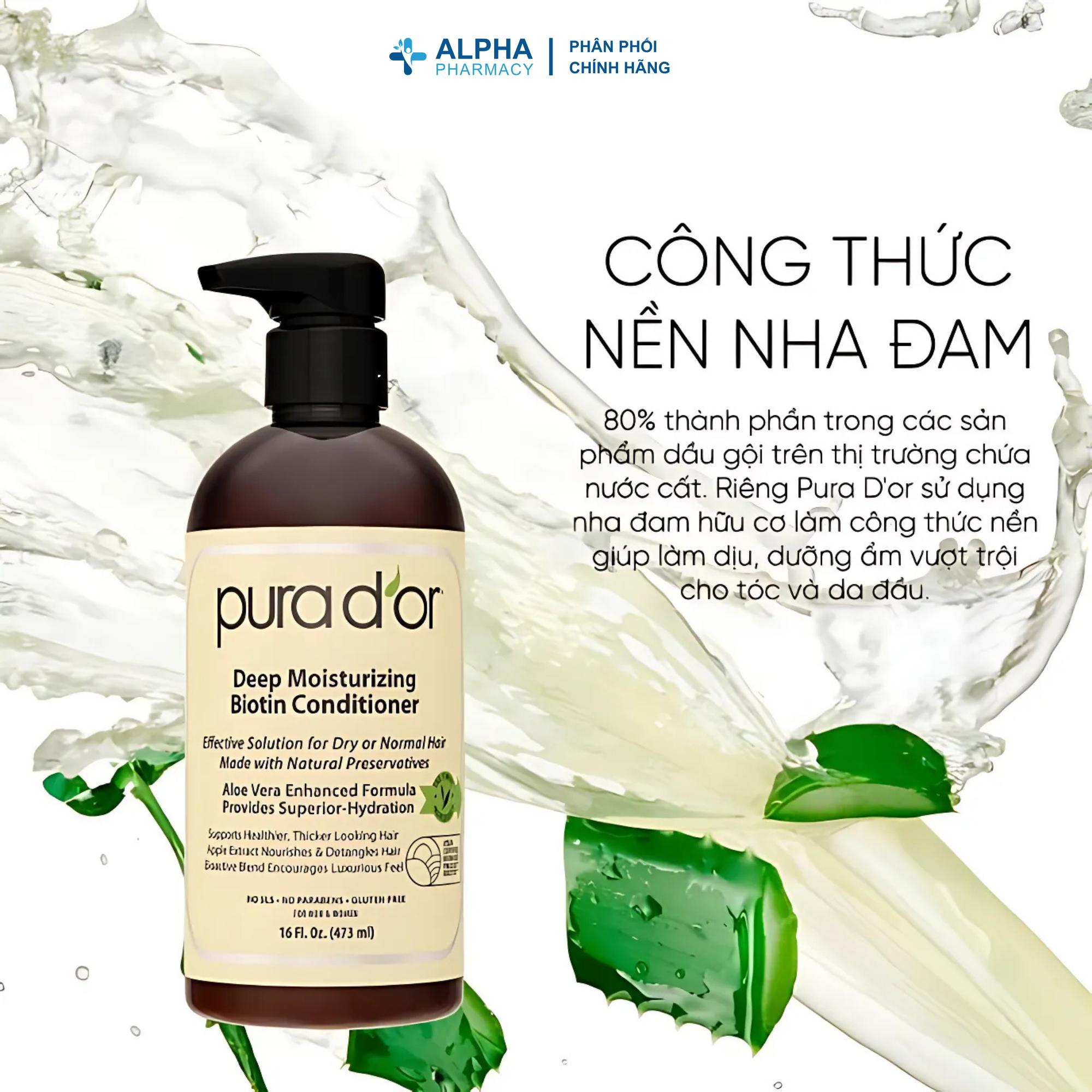 Pura D'or Dầu Xả Biotin Pura D'or Deep Moisturizing Giúp Dưỡng Ẩm Chuyên Sâu 473ml - Tóc Khô Xơ Hư Tổn - Biotin & Dầu Argan Jojoba - Mua 1 Tặng 1 - Image 4