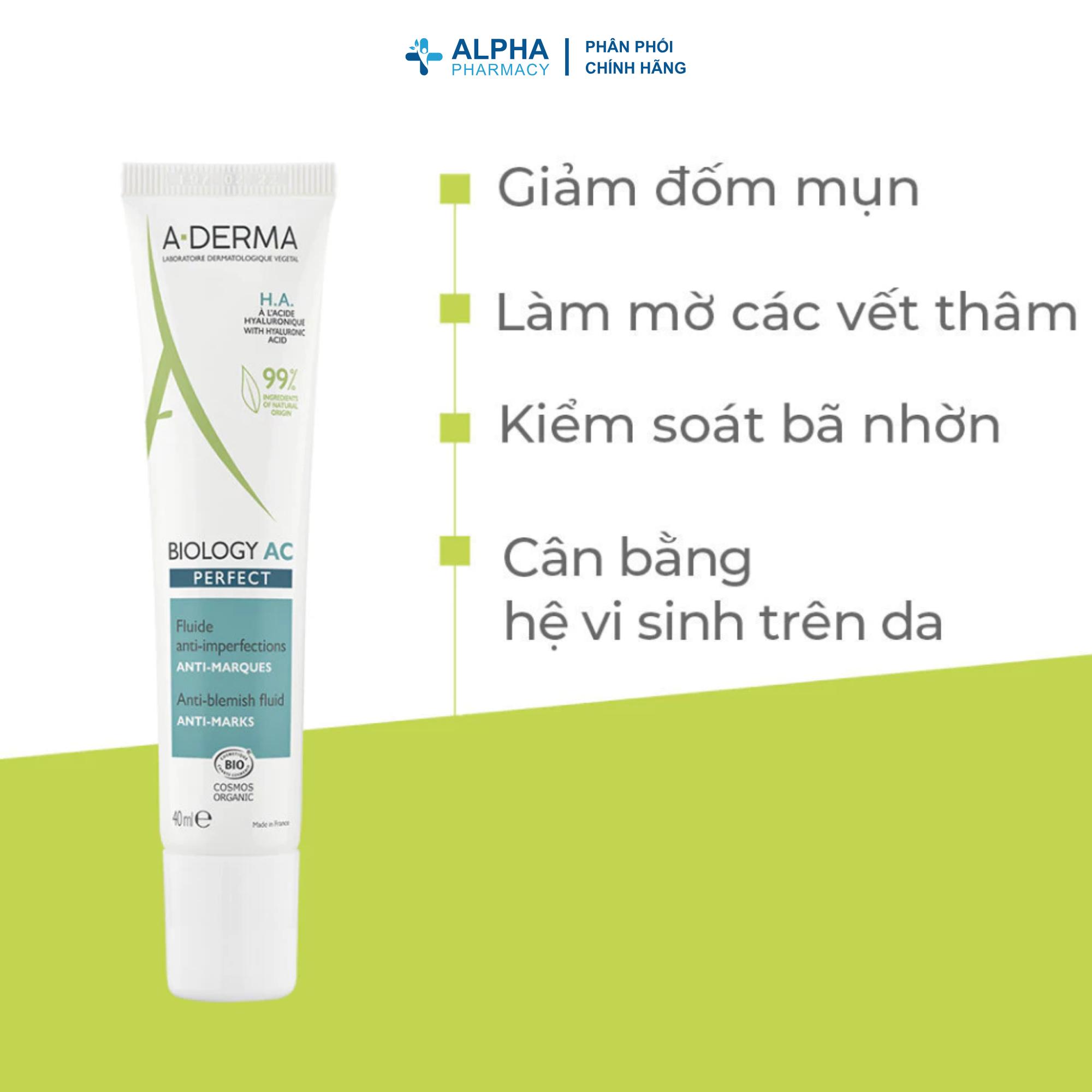 Kem Giảm Mụn, Mờ Thâm & Kiểm Soát Bã Nhờn A-Derma Biology AC Perpect Anti-Blemish Fuild - 40ml - Image 3