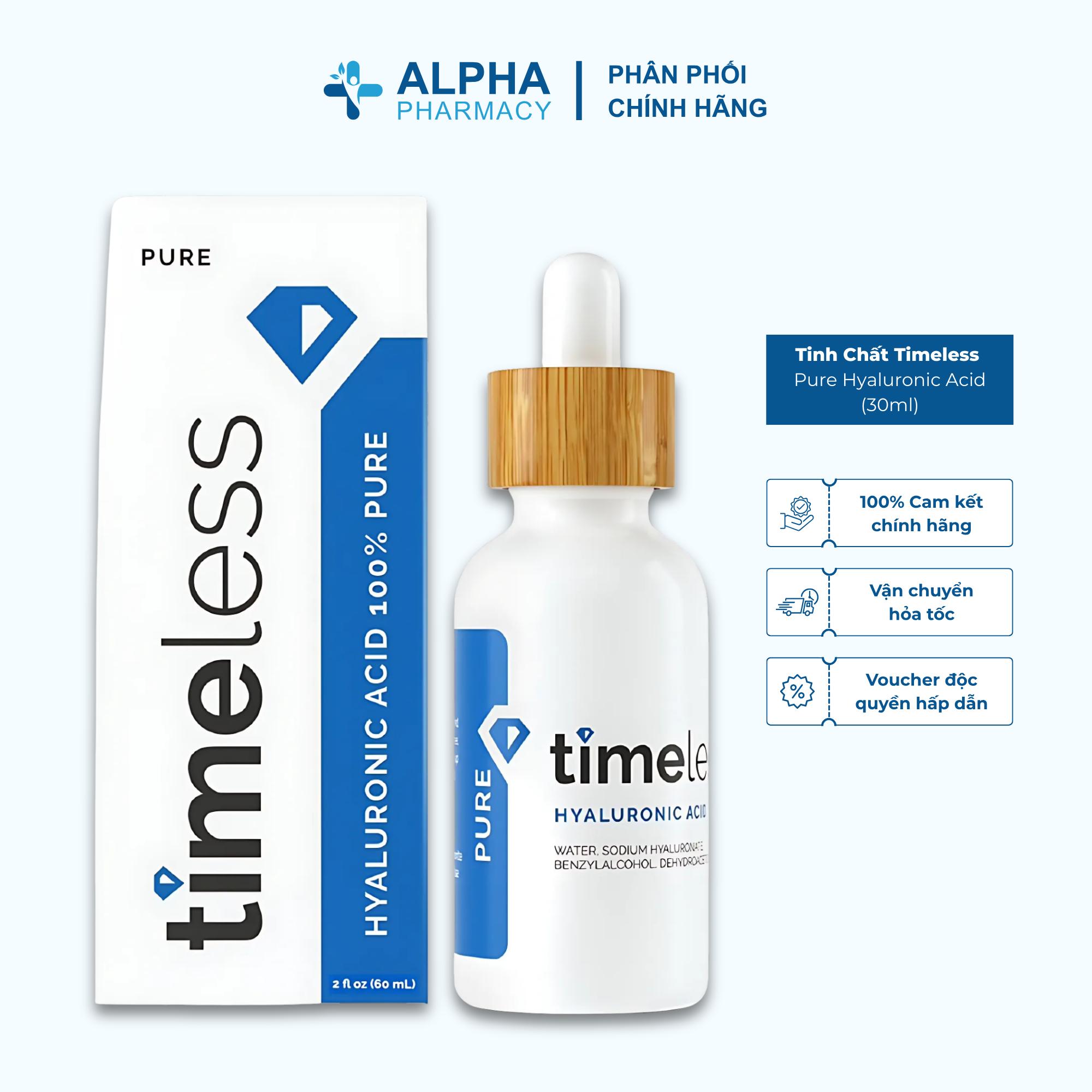 Tinh Chất Timeless Pure Hyaluronic Acid Cấp Nước, Dưỡng Ẩm, Làm Dịu Da – 30ml