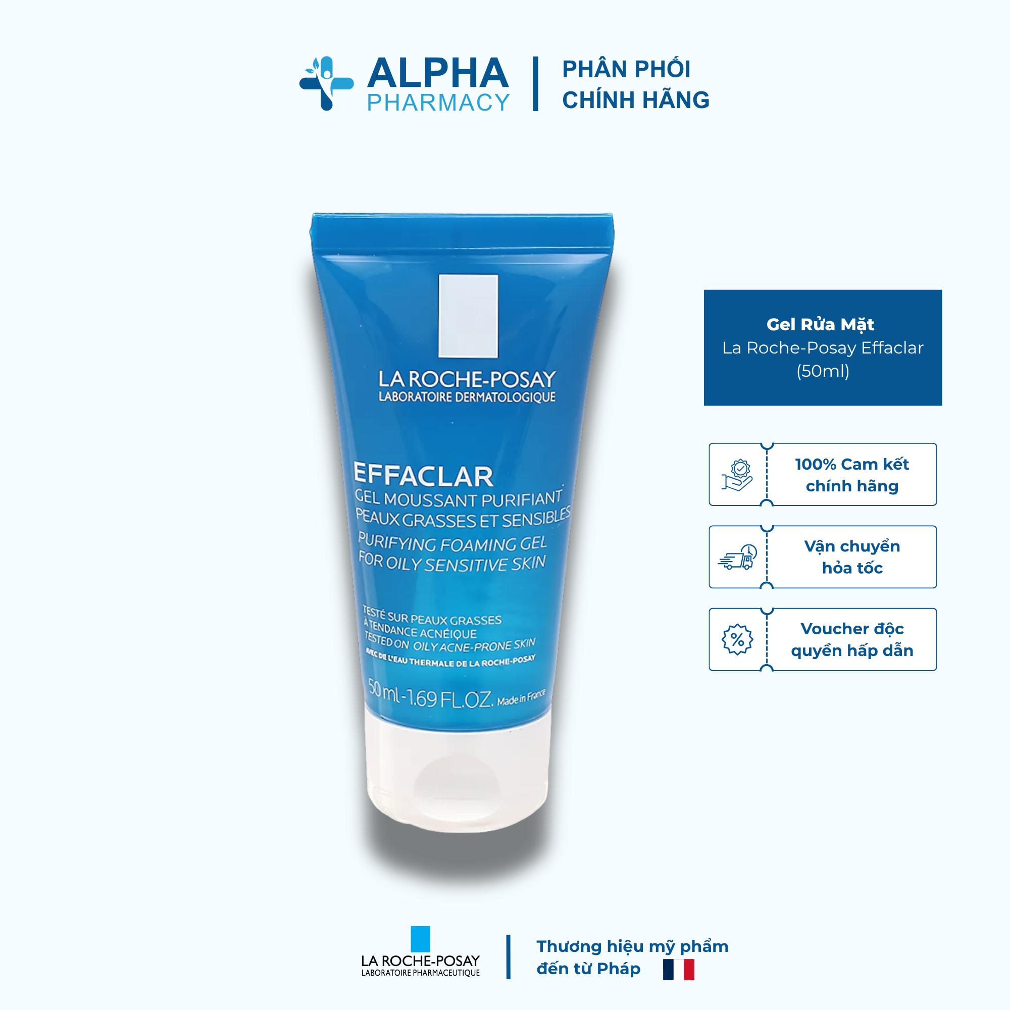 Gel Rửa Mặt La Roche-Posay Effaclar Làm Sạch Dịu Nhẹ Cho Da Dầu & Nhạy Cảm – 50ml (Mini size)