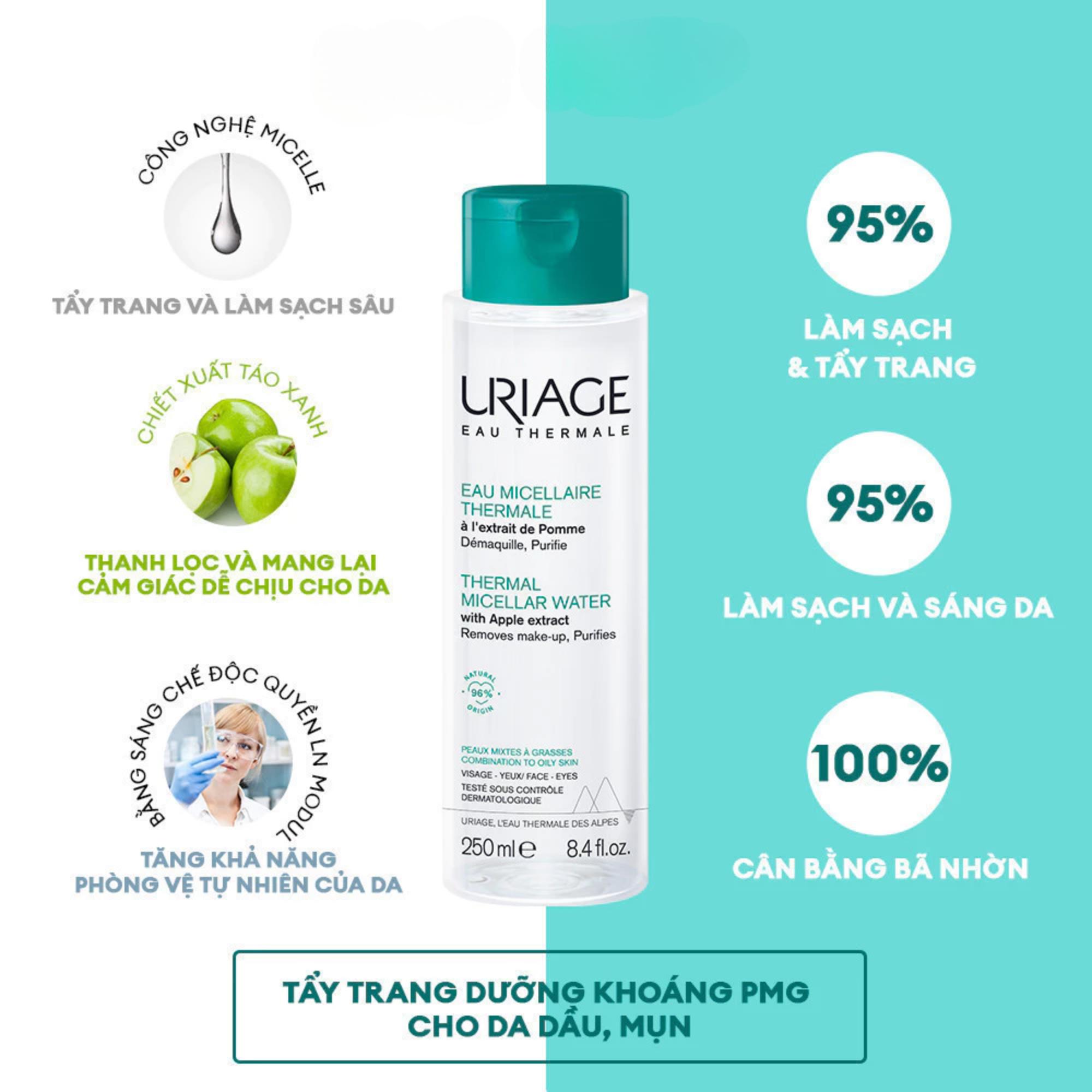 Tẩy Trang Uriage Eau Micellaire Thermale PMG Dưỡng Khoáng Cho Da Dầu, Mụn – 250ml/500ml - Image 3