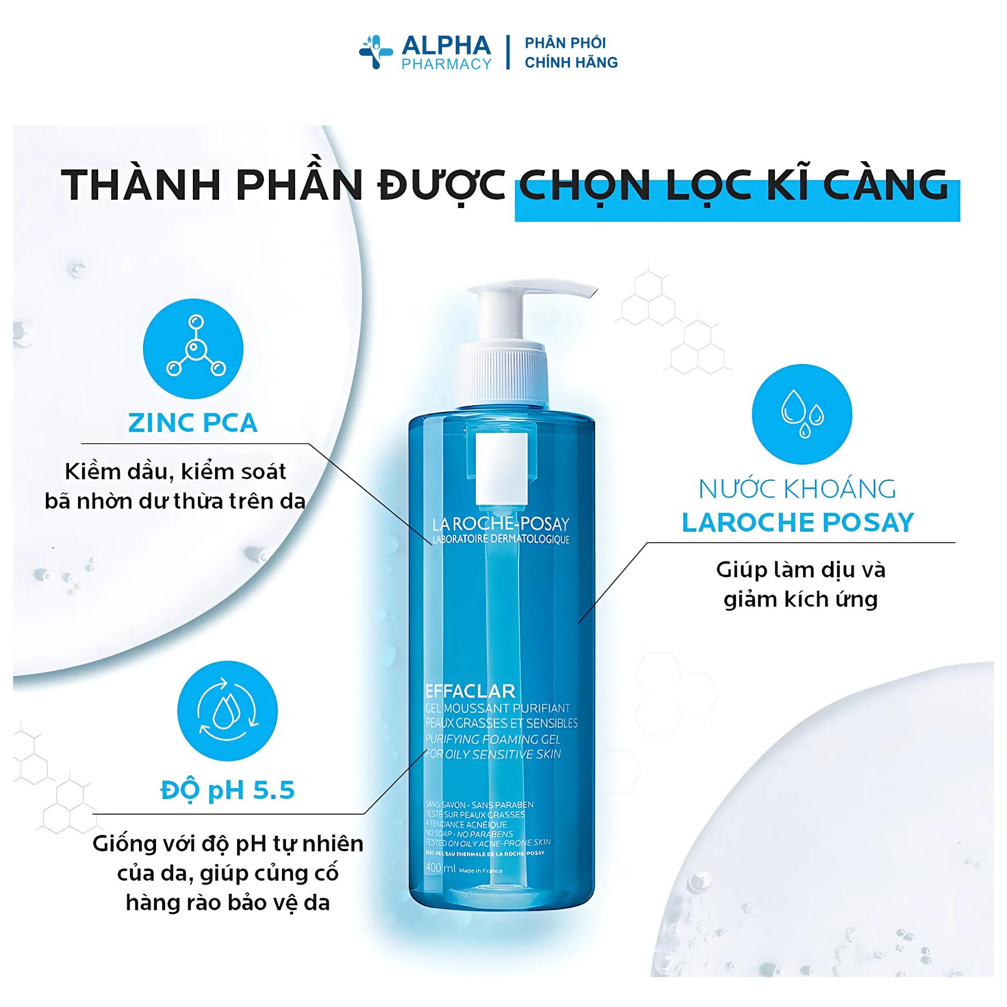 Gel Rửa Mặt La Roche-Posay Effaclar Làm Sạch Dịu Nhẹ Cho Da Dầu & Nhạy Cảm – 50ml/400ml - Image 2