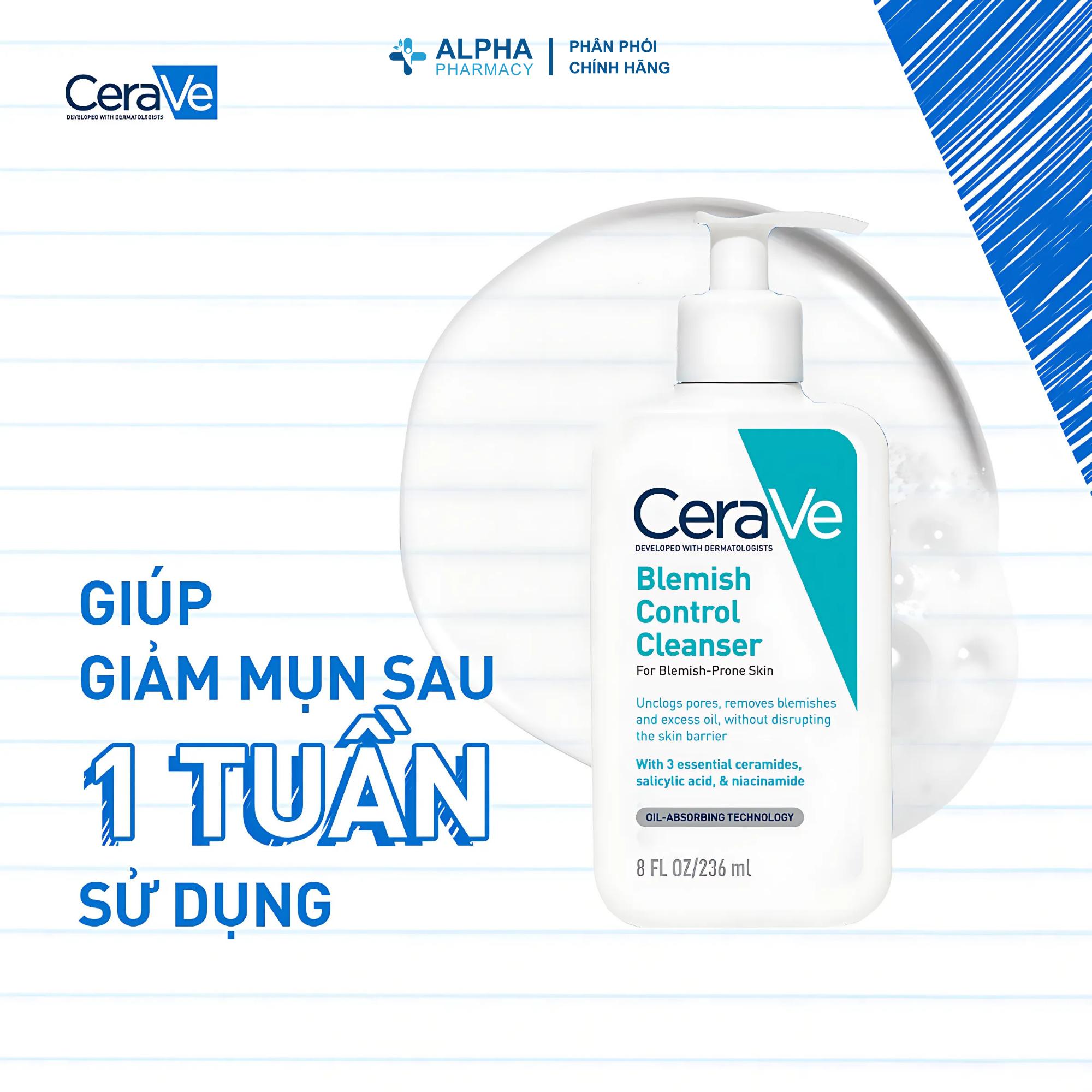 Sữa Rửa Mặt Cerave Blemish Control Cleanser Giảm Mụn & Không Gây Khô Da - 88ml/236ml/473ml - Image 3