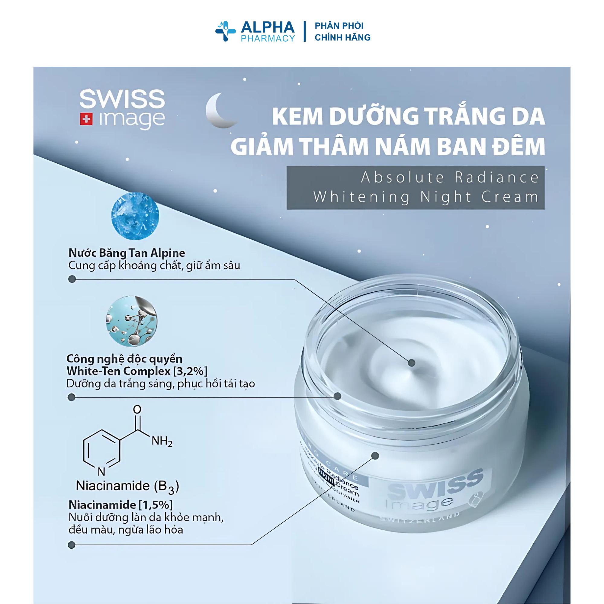 Kem Dưỡng Swiss Image Absolute Radiance Brightening Care Night Cream Làm Sáng & Mờ Thâm Nám – 50ml - Image 2