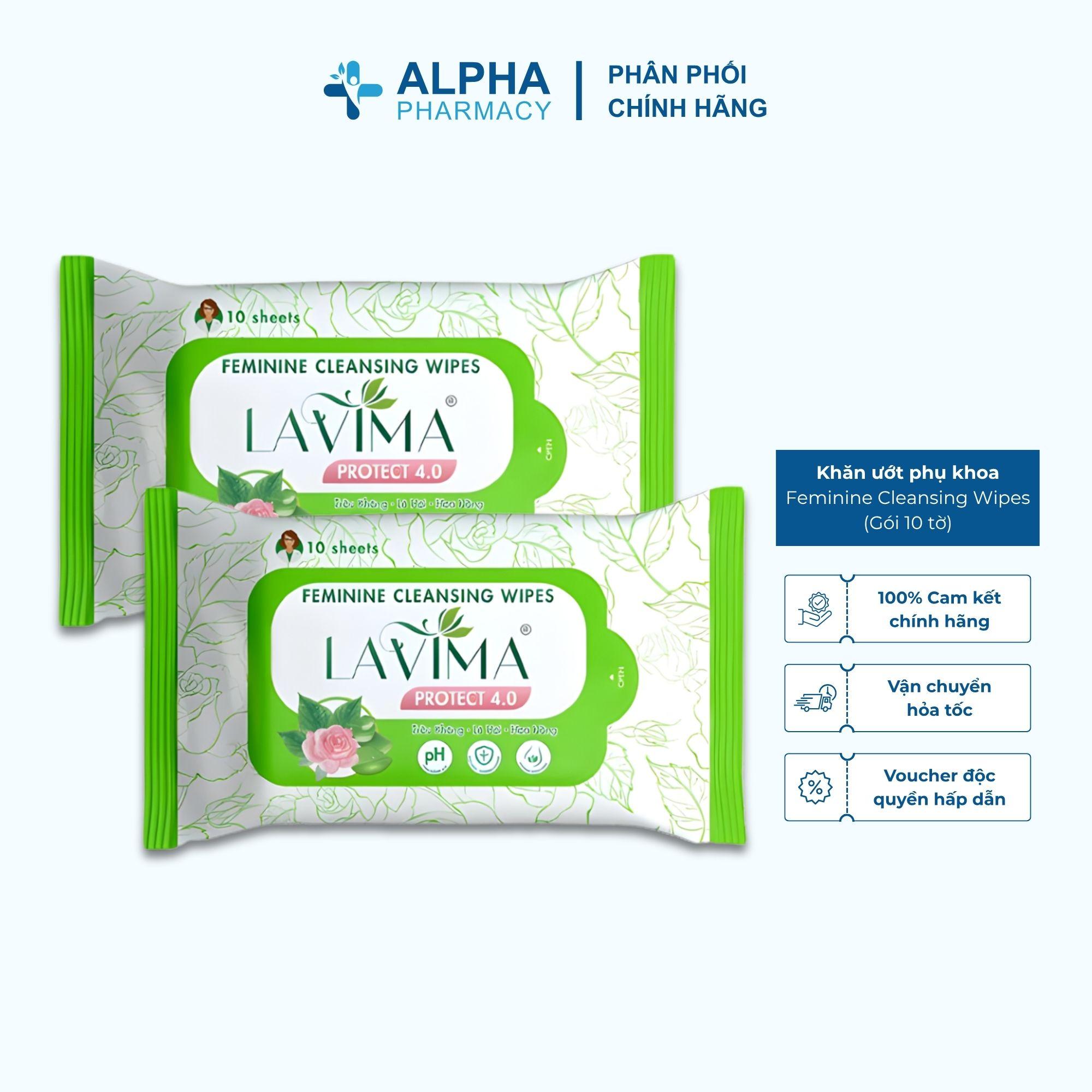 Khăn Ướt Phụ Khoa Lavima Feminine Cleansing Wipes Protect 4.0 - Gói 10 Tờ