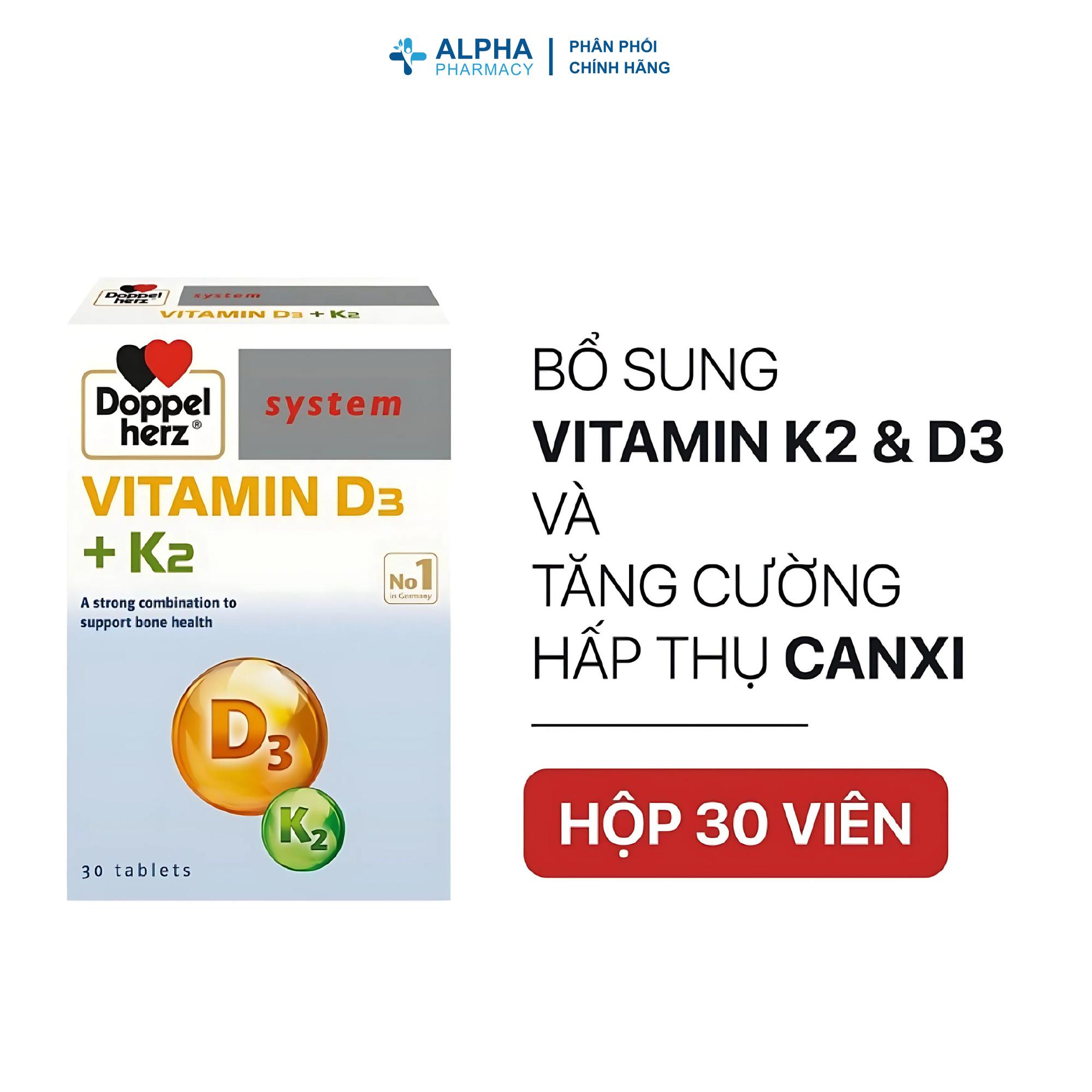 Viên Uống Doppelherz Vitamin D3 + K2 Hỗ Trợ Tăng Cường Hấp Thu Canxi, Giảm Nguy Cơ Loãng Xương – Hộp 30 Viên - Image 3