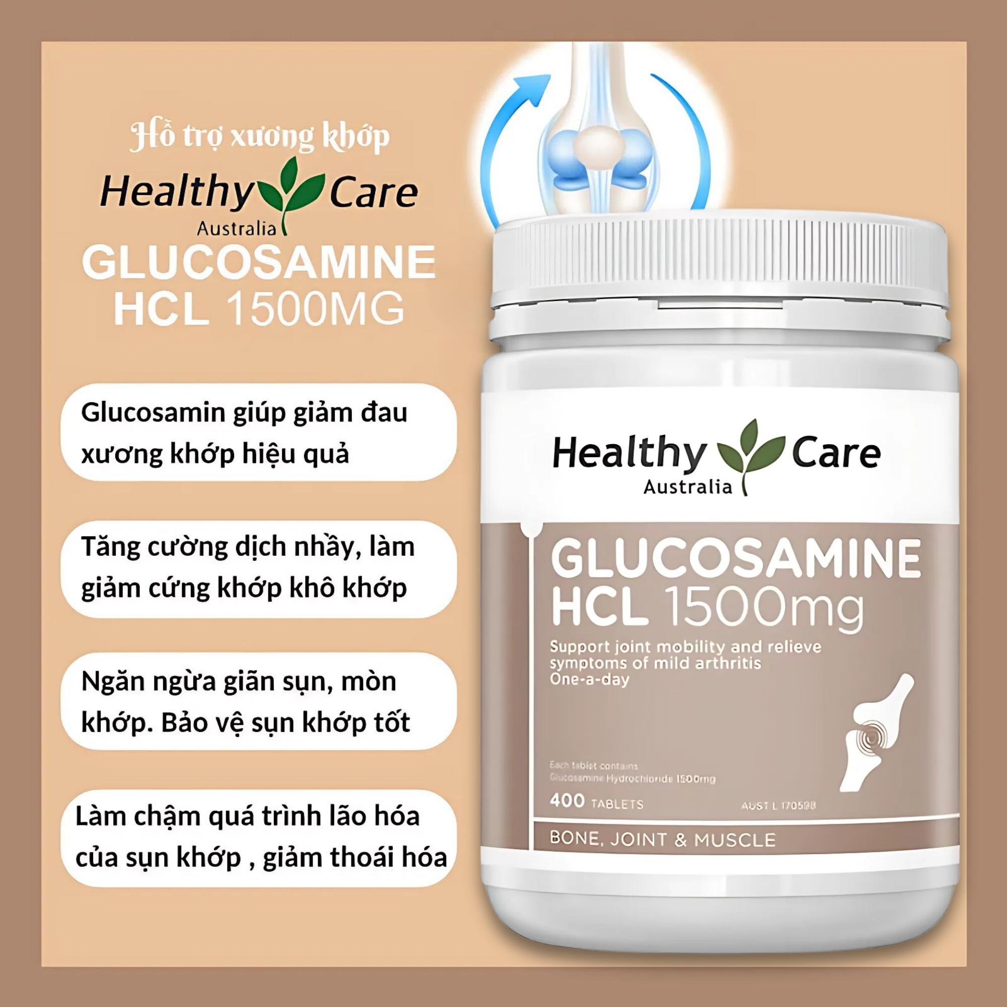 Viên Uống Glucosamine HCl 1500mg Healthy Care Hỗ Trợ Tăng Tiết Dịch Khớp & Giảm Nguy Cơ Thoái Hóa Khớp - Lọ 400 Viên - Image 2