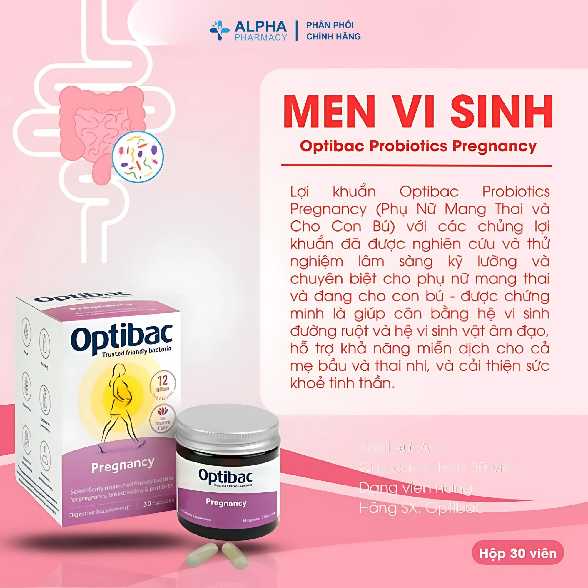 Men Vi Sinh Phụ Khoa Optibac Pregnancy Cho Mẹ Bầu - Hộp 30 viên - Image 2