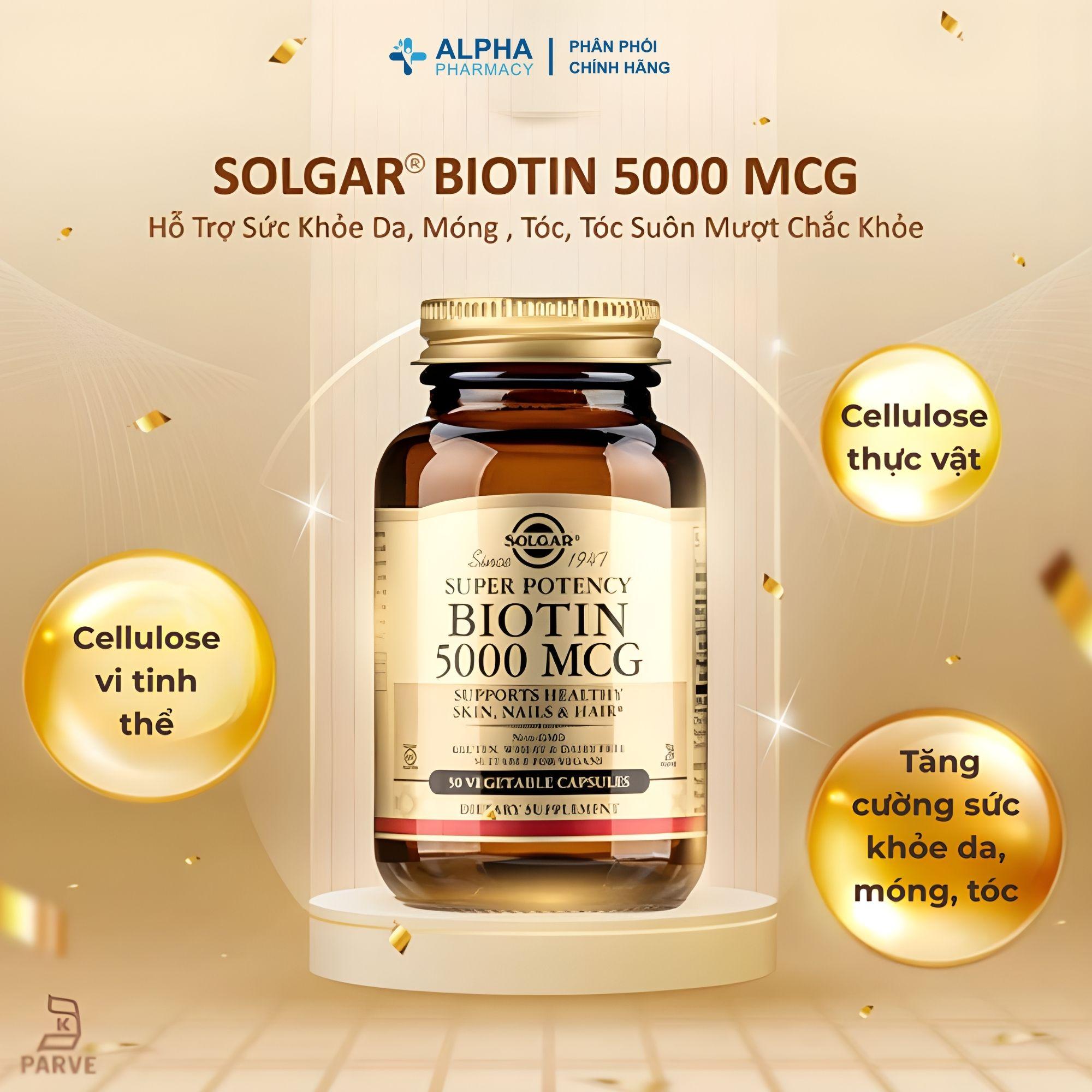 Viên Uống Biotin 5000mcg Solgar Hỗ Trợ Da, Tóc, Móng Khỏe Đẹp – 50 Viên - Image 2