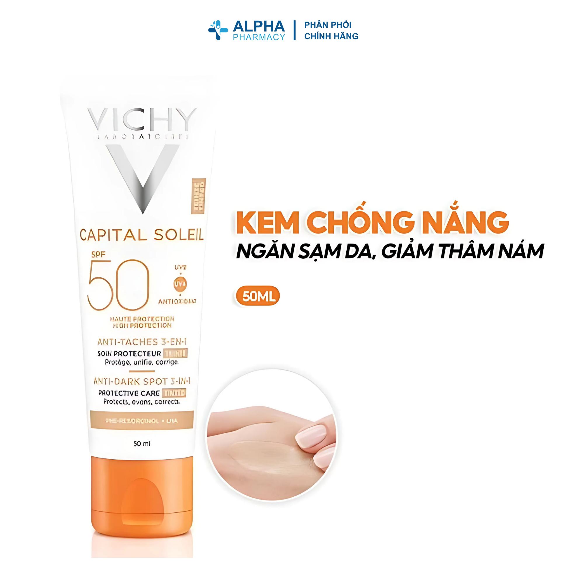 Kem Chống Nắng Có Màu Vichy Capital Soleil Anti-Dark Spot 3-in-1 SPF50+ Giảm Thâm Nám & Ngăn Sạm Da – 50ml - Image 4