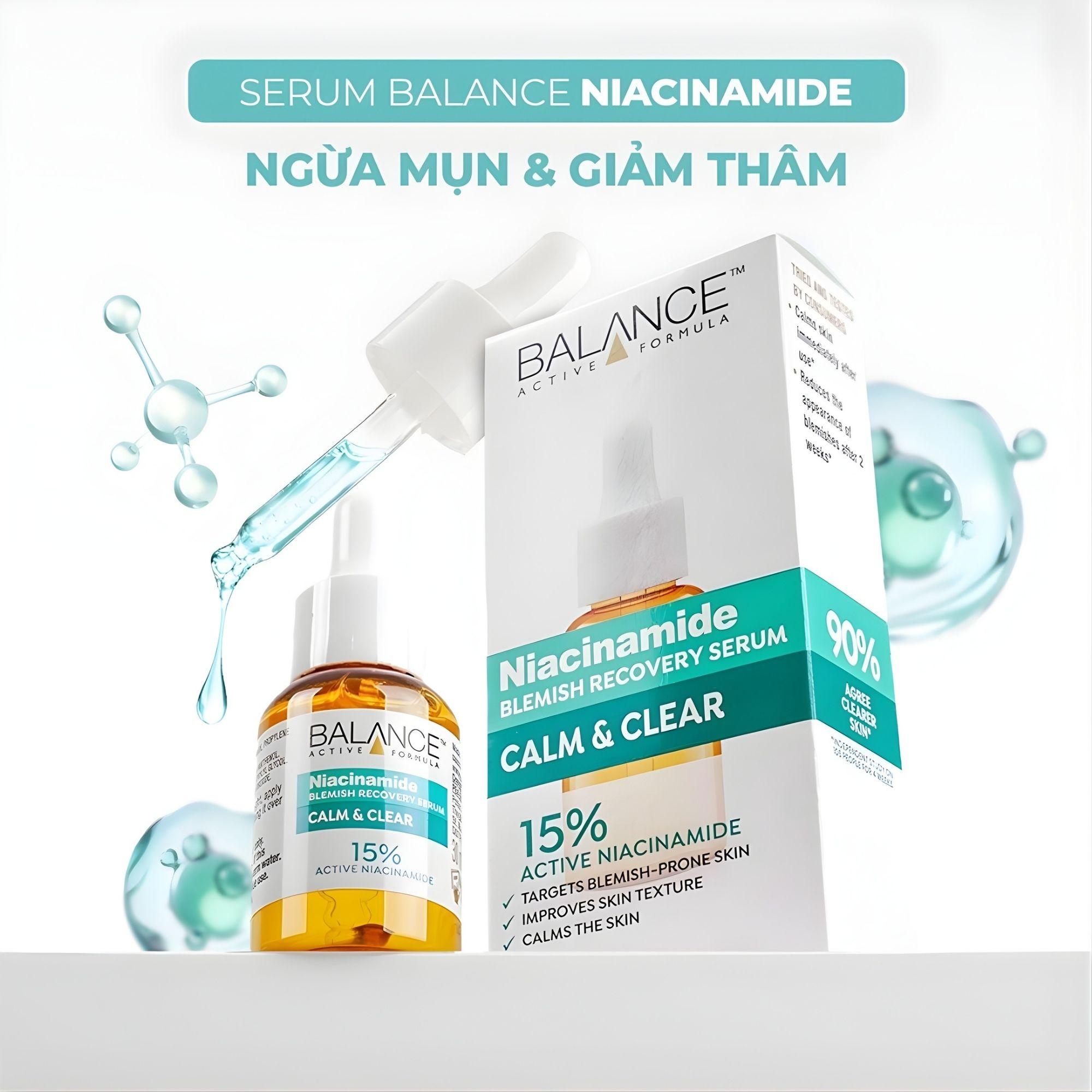 Tinh Chất Balance Active Formula Niacinamide Blemish Recovery Serum Calm & Clear Ngừa Mụn, Mờ Thâm – 30ml - Image 4