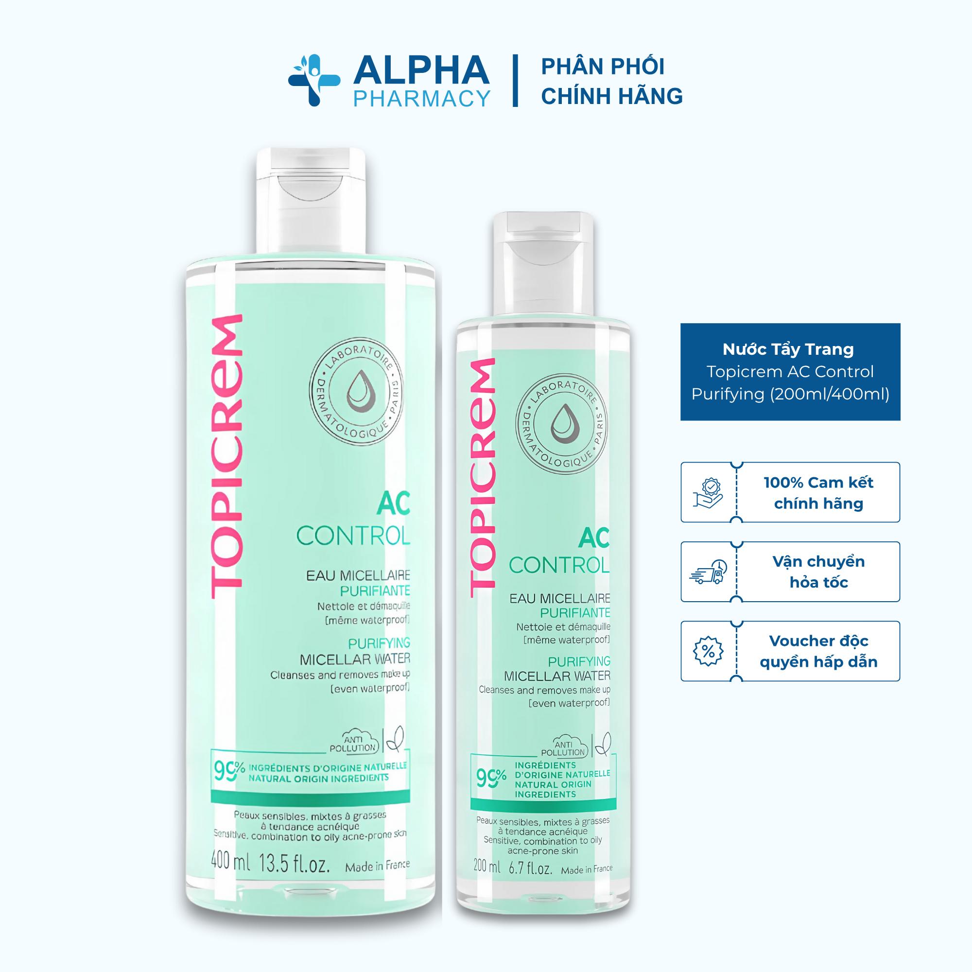 Nước Tẩy Trang Topicrem AC Control Purifying Micellar Water Cho Da Dầu, Da Hỗn Hợp Và Da Mụn - 200ml/400ml