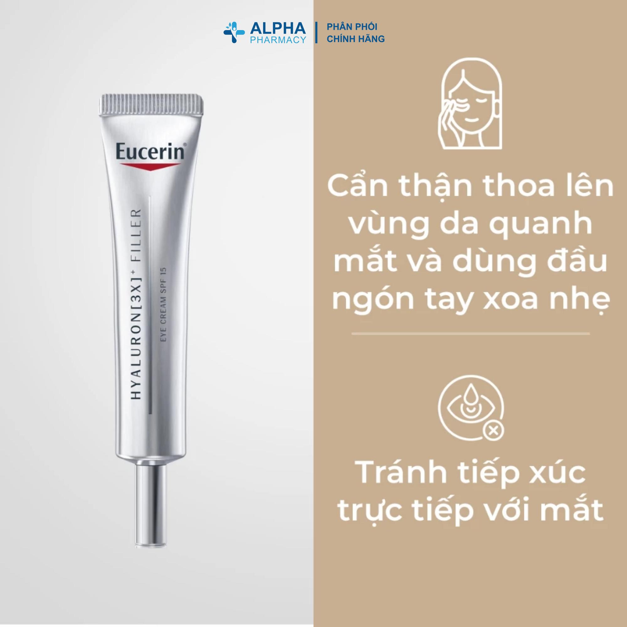 Kem Dưỡng Mắt Eucerin Hyaluron 3X+ Filler Cream SPF15 Giảm Nếp Nhăn & Ngừa Lão Hoá – 15ml - Image 4