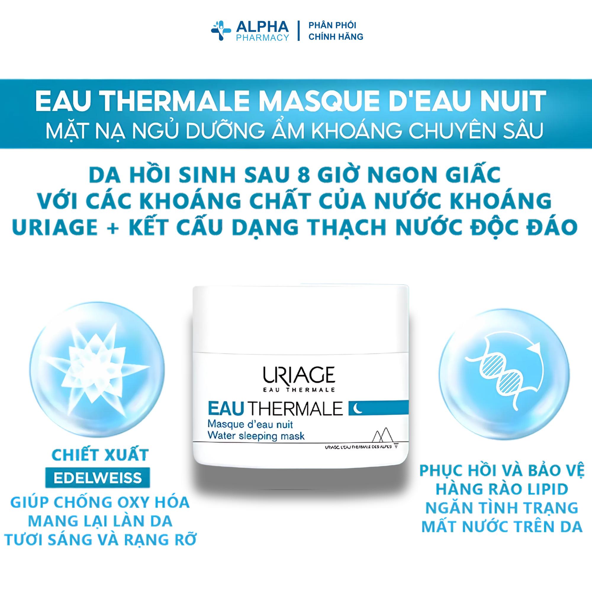 Mặt Nạ Ngủ Uriage Eau Thermale Masque d’Eau Nuit Dưỡng Ẩm Khoáng Chuyên Sâu – 50ml - Image 2