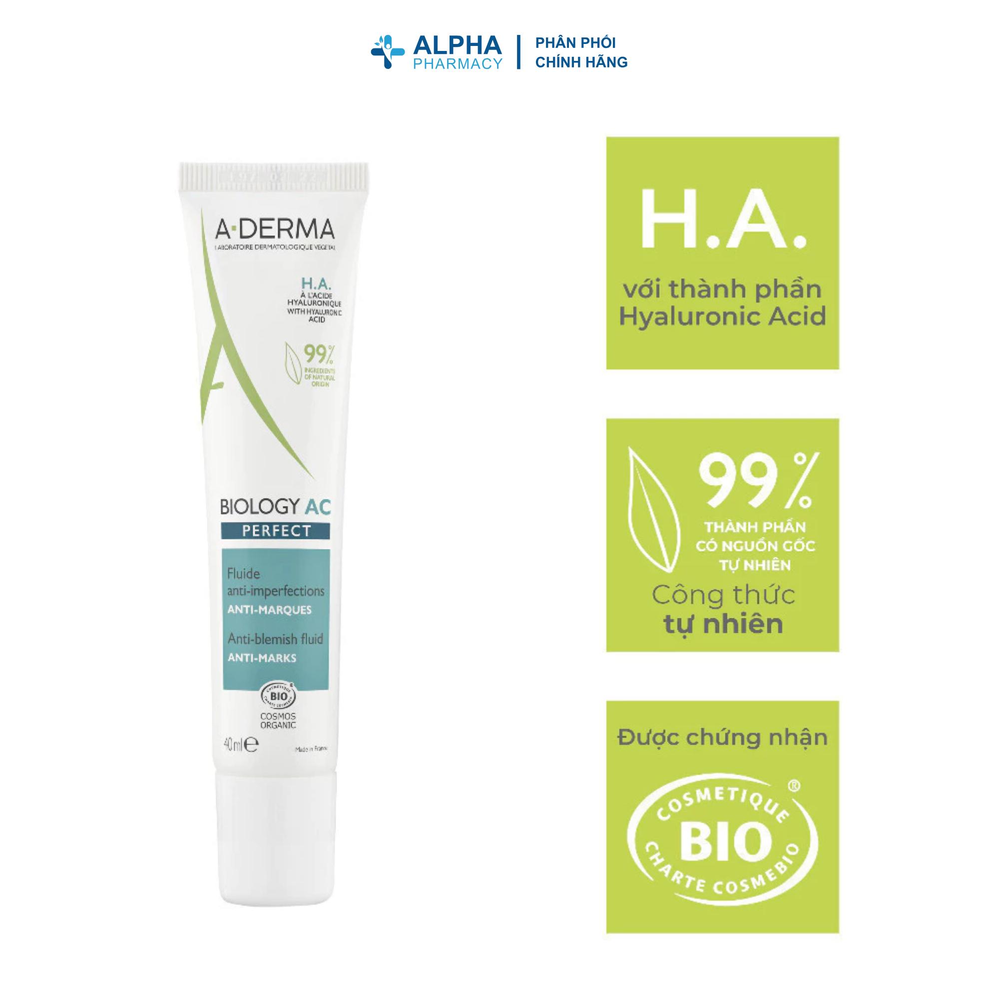 Kem Giảm Mụn, Mờ Thâm & Kiểm Soát Bã Nhờn A-Derma Biology AC Perpect Anti-Blemish Fuild - 40ml - Image 2