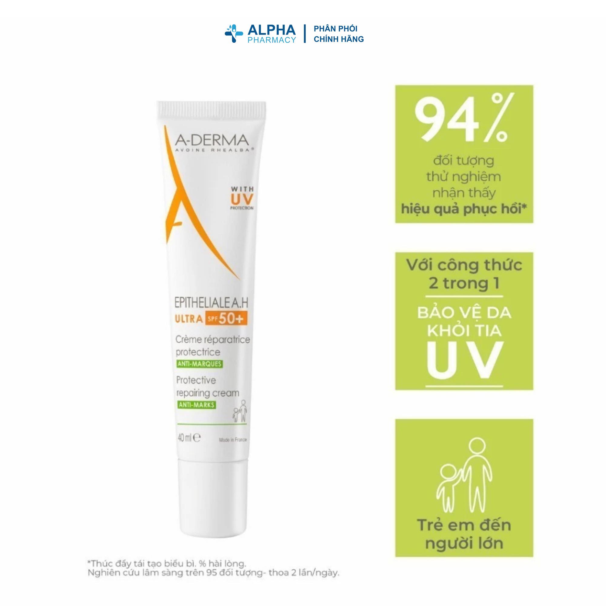 Kem Dưỡng Ẩm Làm Dịu & Chống Nắng SPF50+ A-Derma Apitheliale A.H Ultra SPF50+ Protective Repairing Cream - 40ml - Image 4