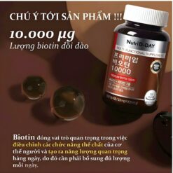 Alternative view of Nutri D-Day Premium Biotin 10000mg Giúp Giảm Rụng Tóc, Làm Đẹp Da & Móng - Hộp 90 Viên