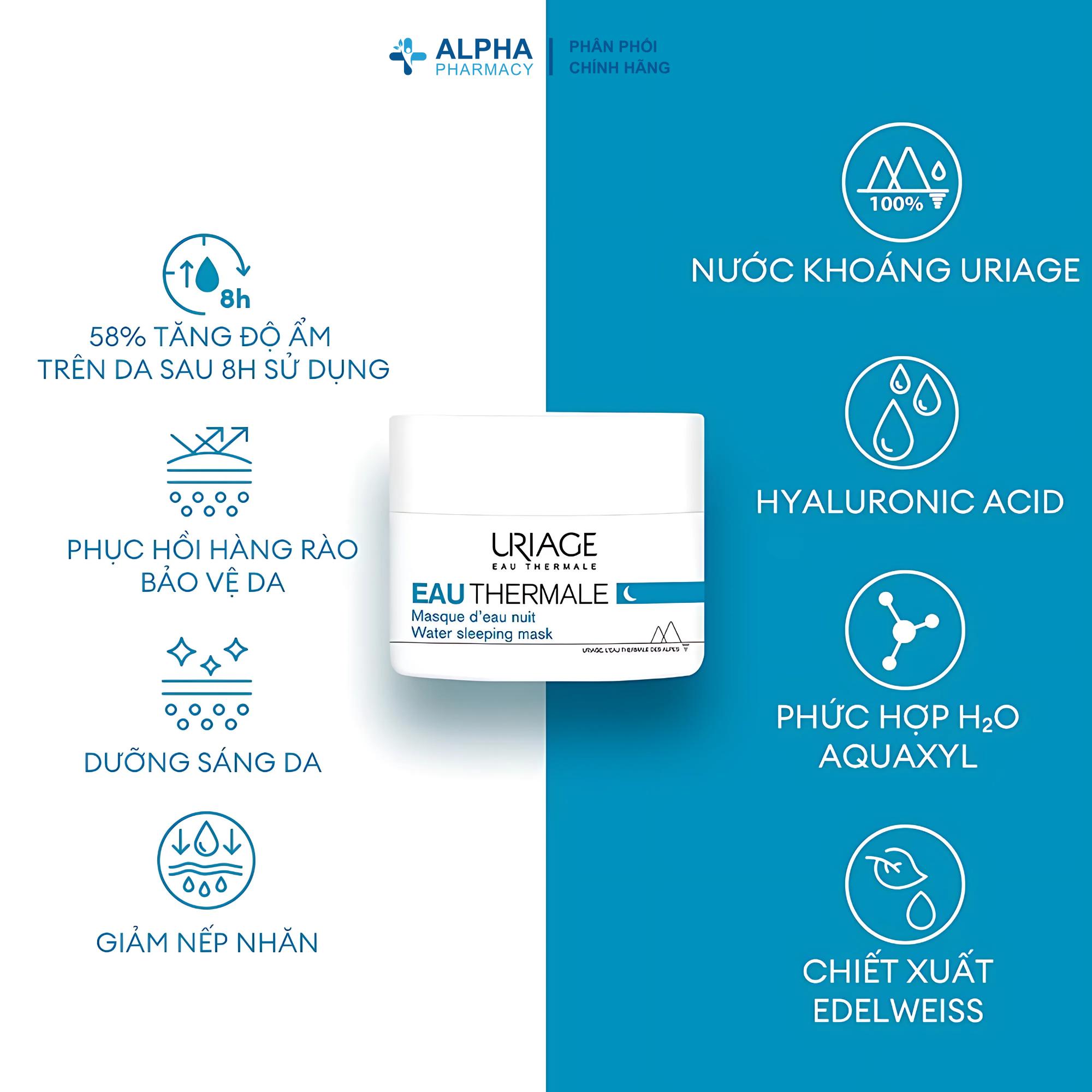 Mặt Nạ Ngủ Uriage Eau Thermale Masque d’Eau Nuit Dưỡng Ẩm Khoáng Chuyên Sâu – 50ml - Image 4