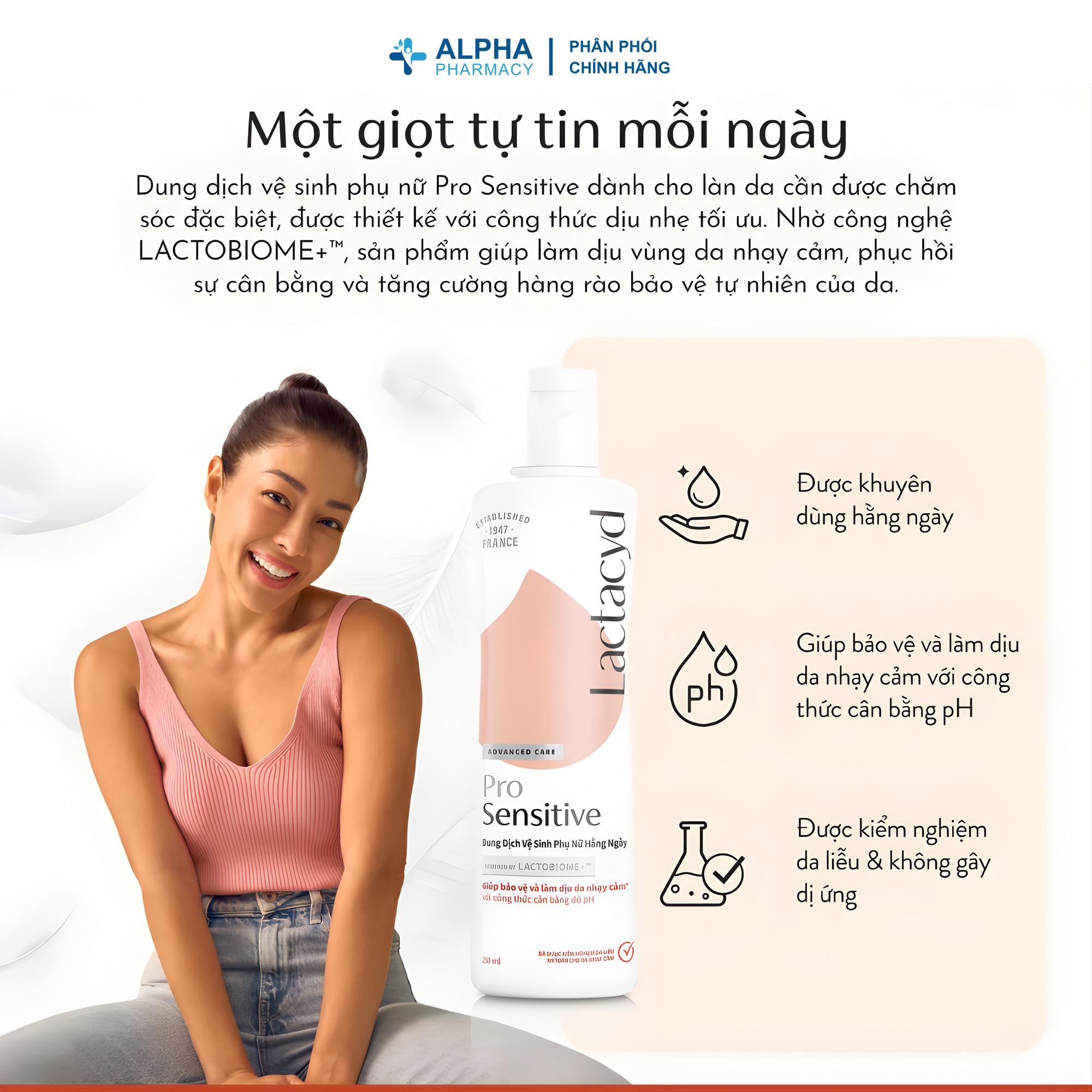 Dung Dịch Vệ Sinh Phụ Nữ Lactacyd Pro Sensitive Cho Da Nhạy Cảm, Dịu Nhẹ & An Toàn – 150ml/250ml - Image 2