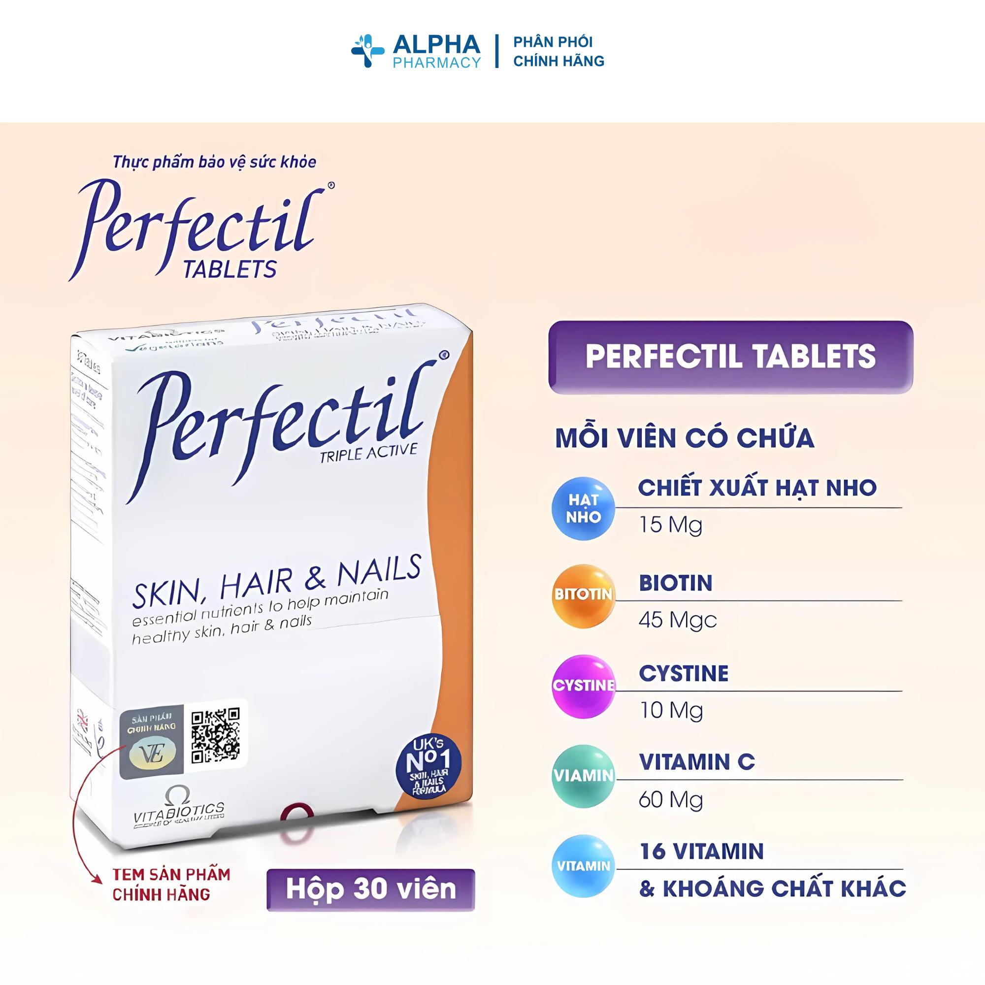 Viên Uống Làm Đẹp Vitabiotics Perfectil Nuôi Dưỡng Da, Tóc Và Móng – Hộp 30 Viên - Image 3