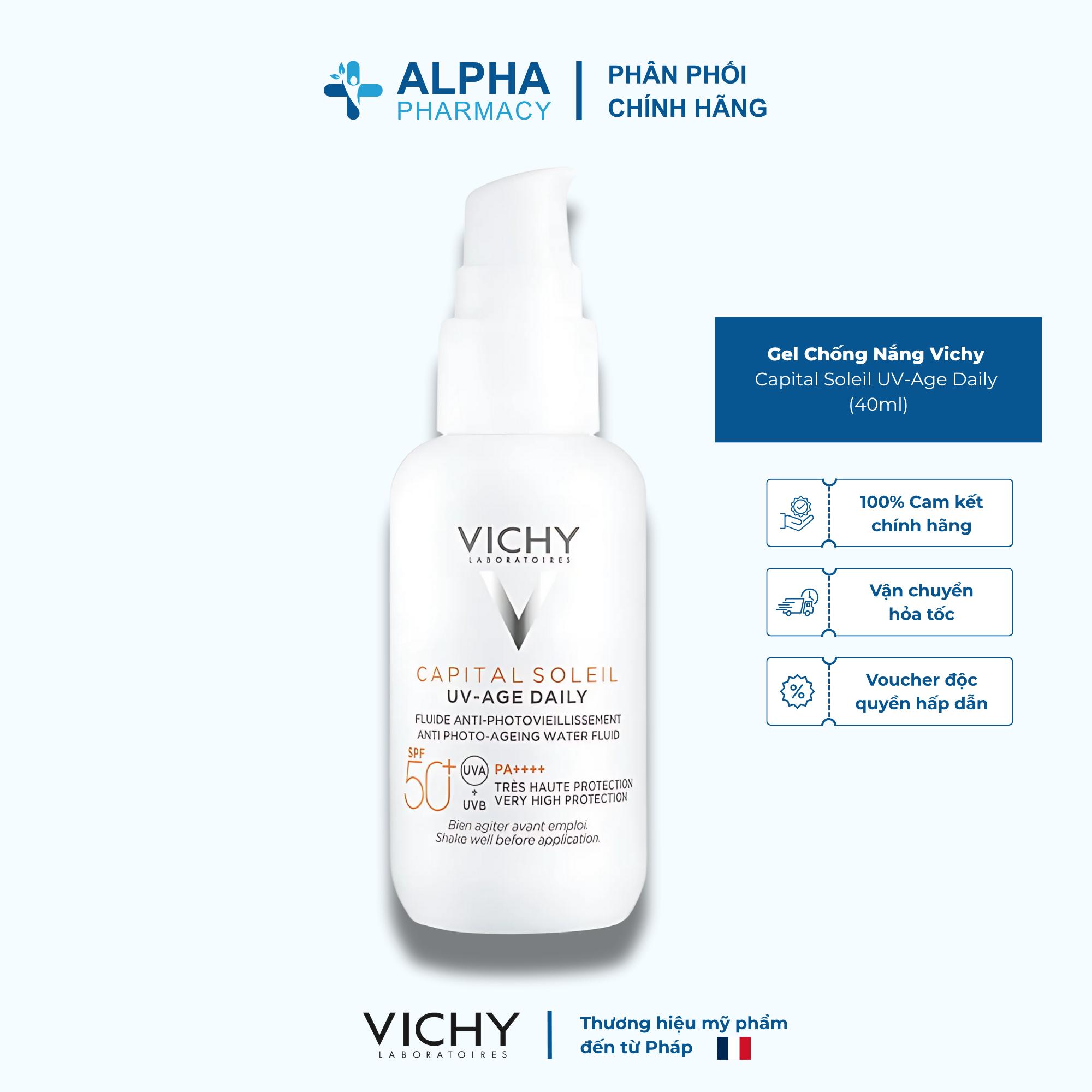 Gel Chống Nắng Vichy Capital Soleil UV-Age Daily Giảm Thâm Nám & Nếp Nhăn Do Tia UVA/UVB – 40ml