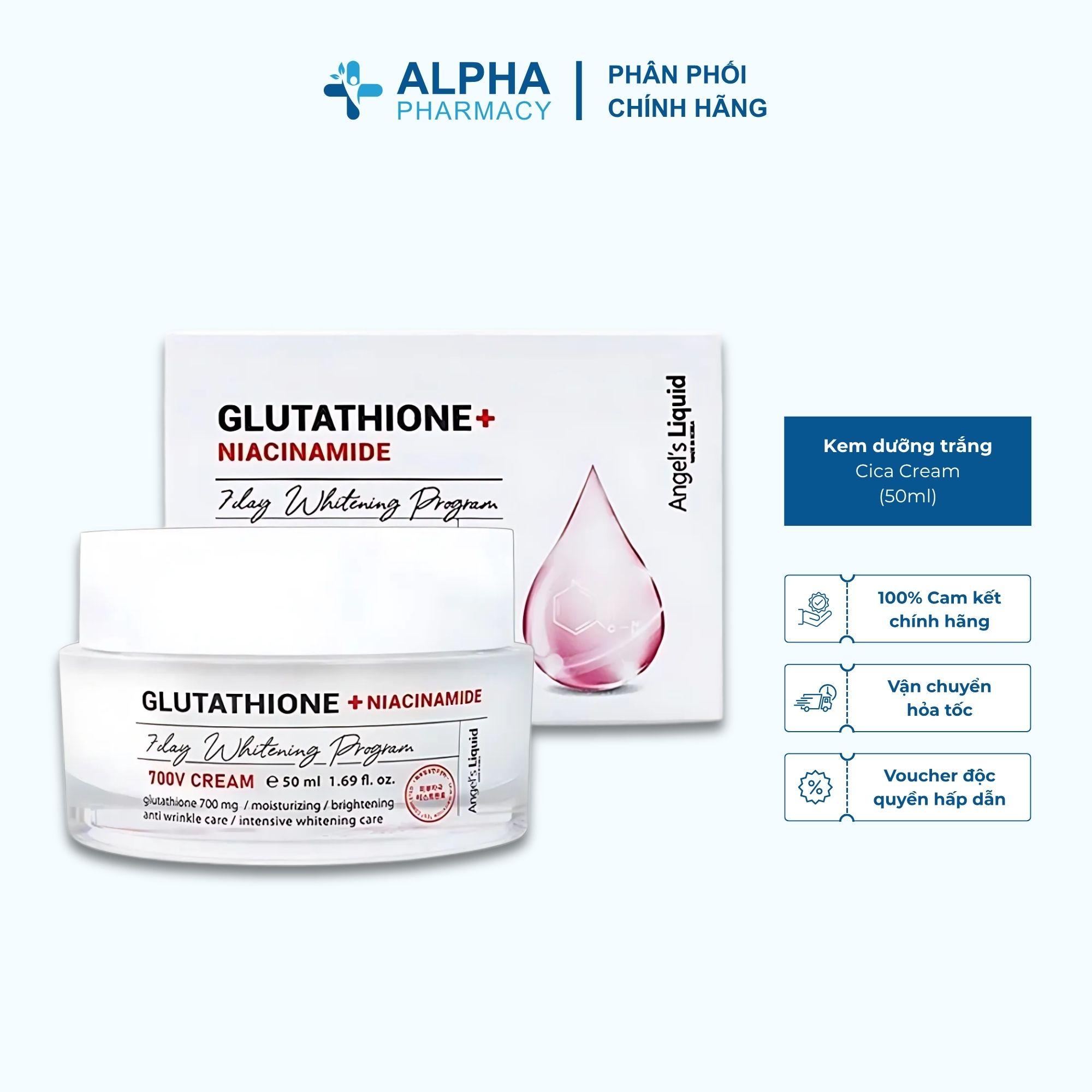 Kem Dưỡng Trắng Angel's Liquid Glutathione+ Niacinamide Cica Cream - 50ml