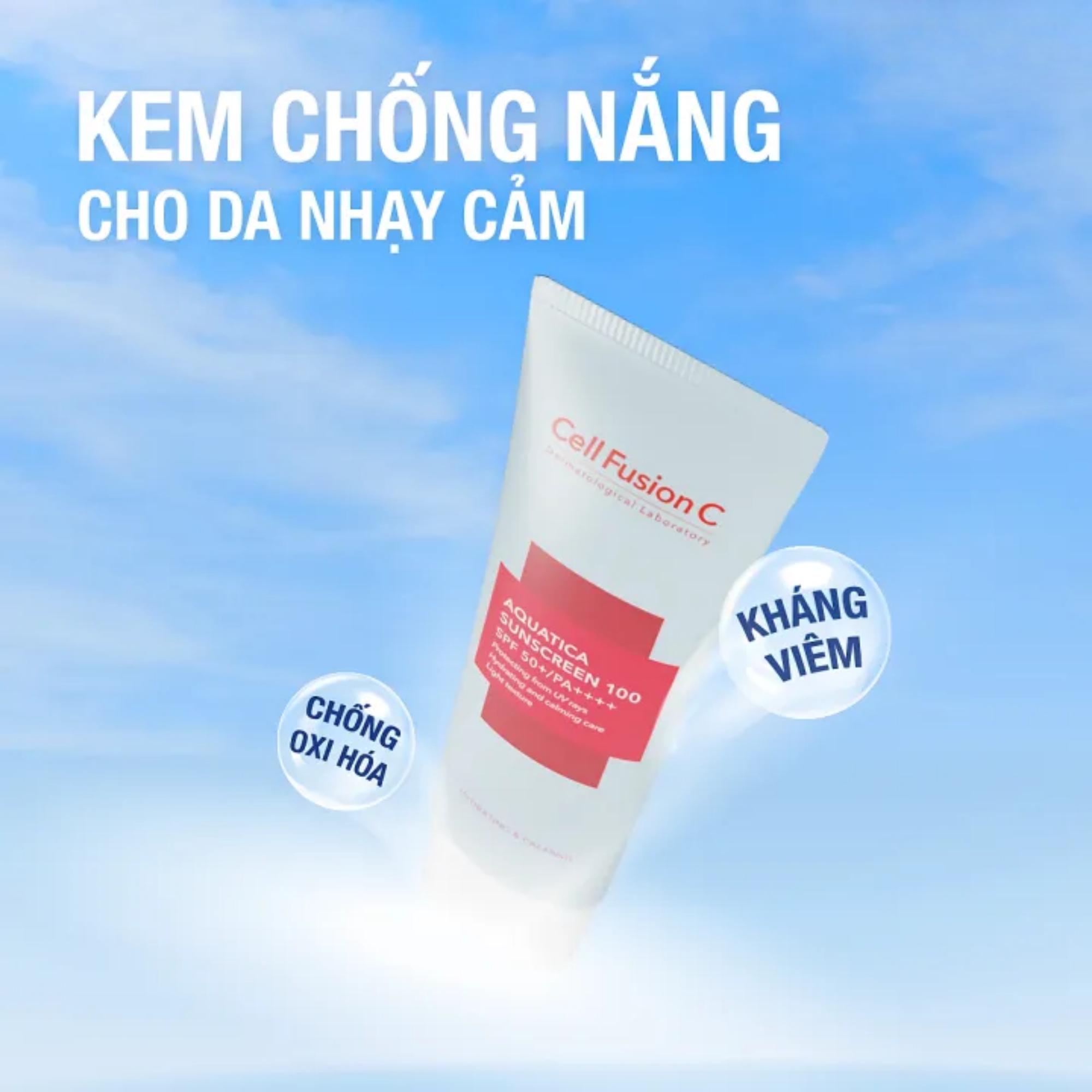 Kem Chống Nắng Cell Fusion C Aquatica Sunscreen 100 SPF50+/PA++++ – 50ml (Xanh Nhạt) - Image 3