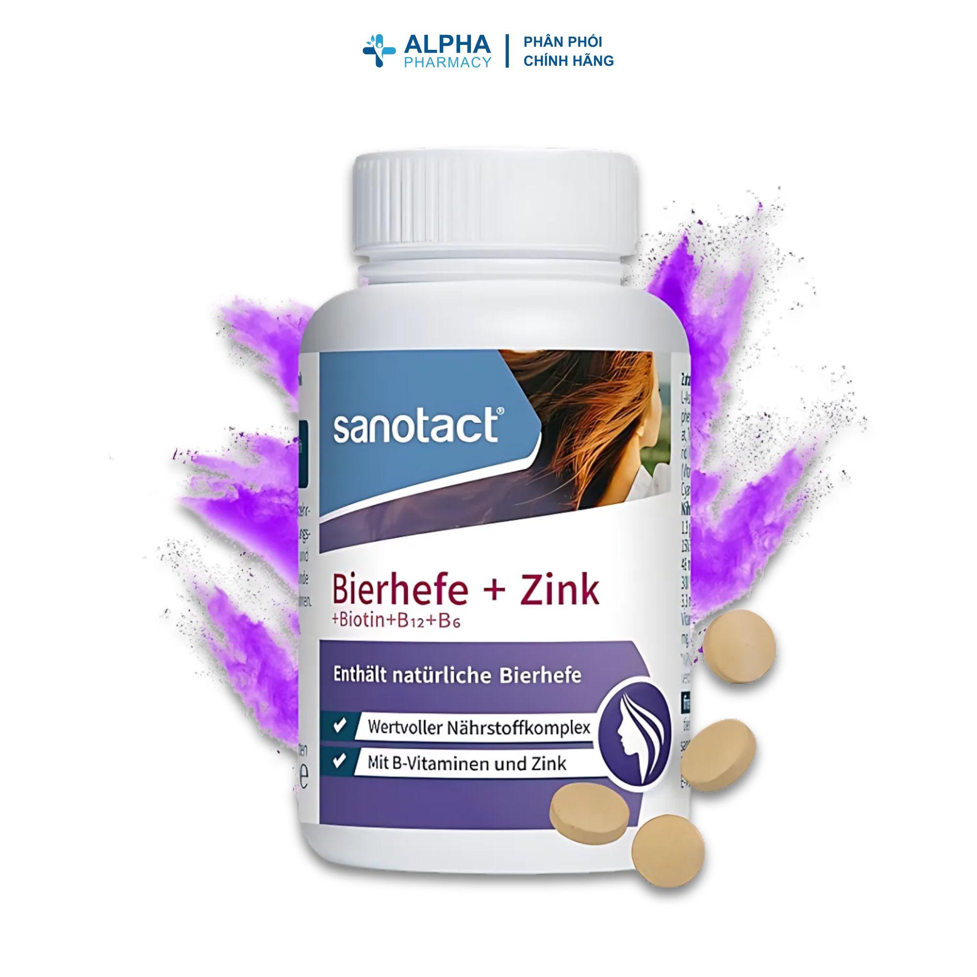 Viên Uống Sanotact Bierhefe + Kẽm + Biotin + Vitamin B12 & B6 Hỗ Trợ Giảm Rụng Tóc, Nuôi Dưỡng Tóc & Da - Hộp 60 Viên - Image 2