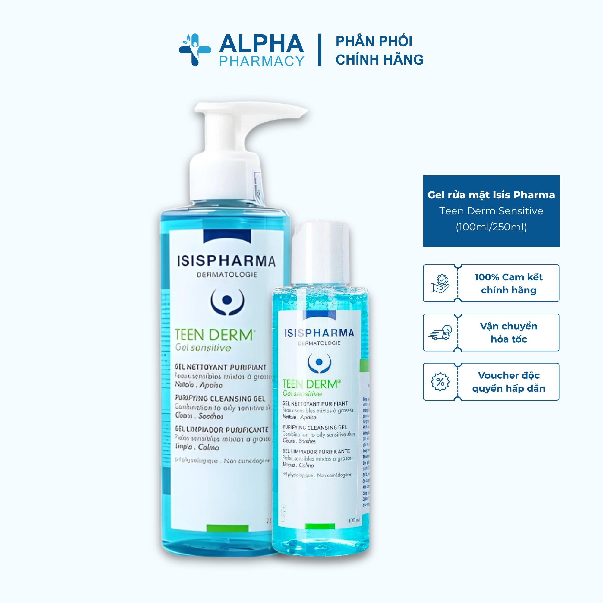 Gel Rửa Mặt Isis Pharma Teen Derm Sensitive Gel Cleanser Giảm Nhờn Ngừa Mụn Cho Da Nhạy Cảm