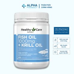 Viên Uống Omega 3 1000mg Healthy Care Dầu Cá Hỗ Trợ Tim Mạch, Não Bộ & Thị Lực - Lọ 400 Viên