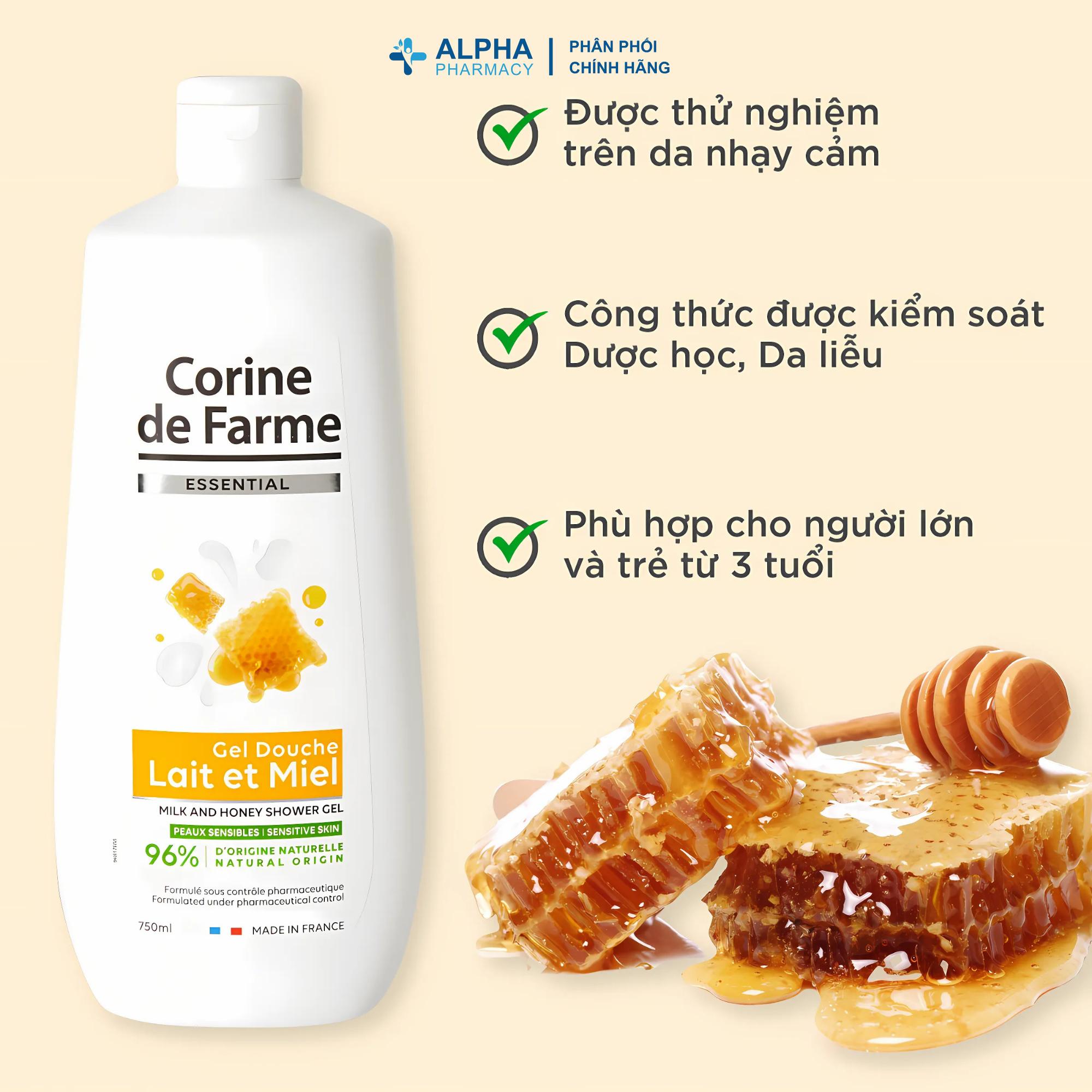 Gel Tắm Corine De Farme Essential Milk And Honey Hương Sữa Mật Ong – 750ml - Image 3