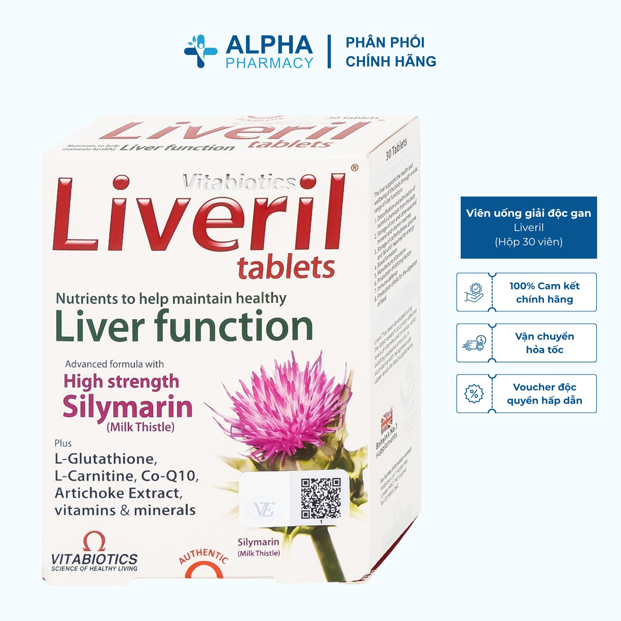 Viên Uống Hỗ Trợ Giải Độc Gan Vitabiotics Liveril, Tăng Cường Chức Năng Gan – Hộp 30 Viên