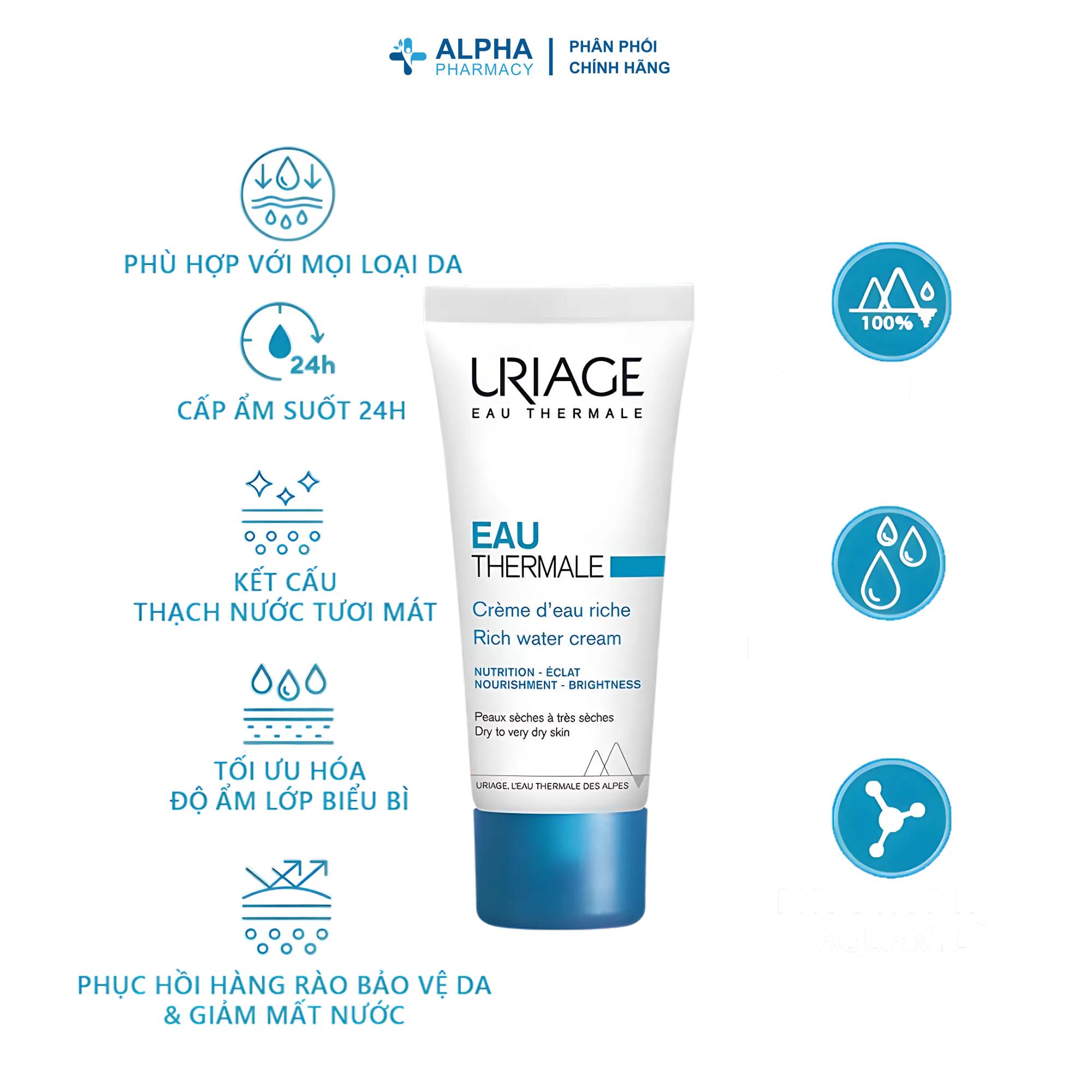 Kem Dưỡng Ẩm Uriage Eau Thermale Crème d’Eau Dưỡng Ẩm Khoáng Dạng Kem Nước – 40ml - Image 3