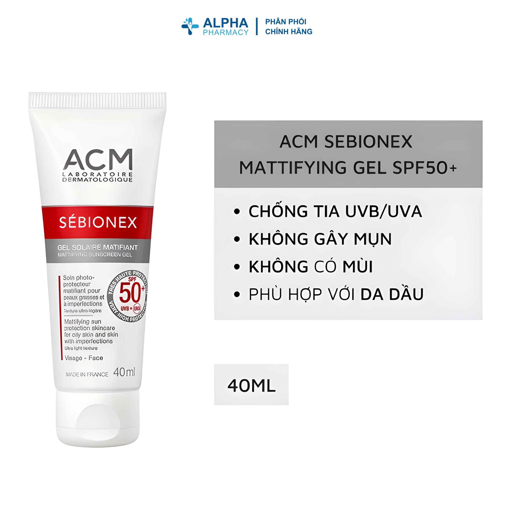 Kem Chống Nắng Cho Da Dầu Mụn ACM Sebionex Mattifying Sunscreen Gel SPF50+ - 40ml - Image 2