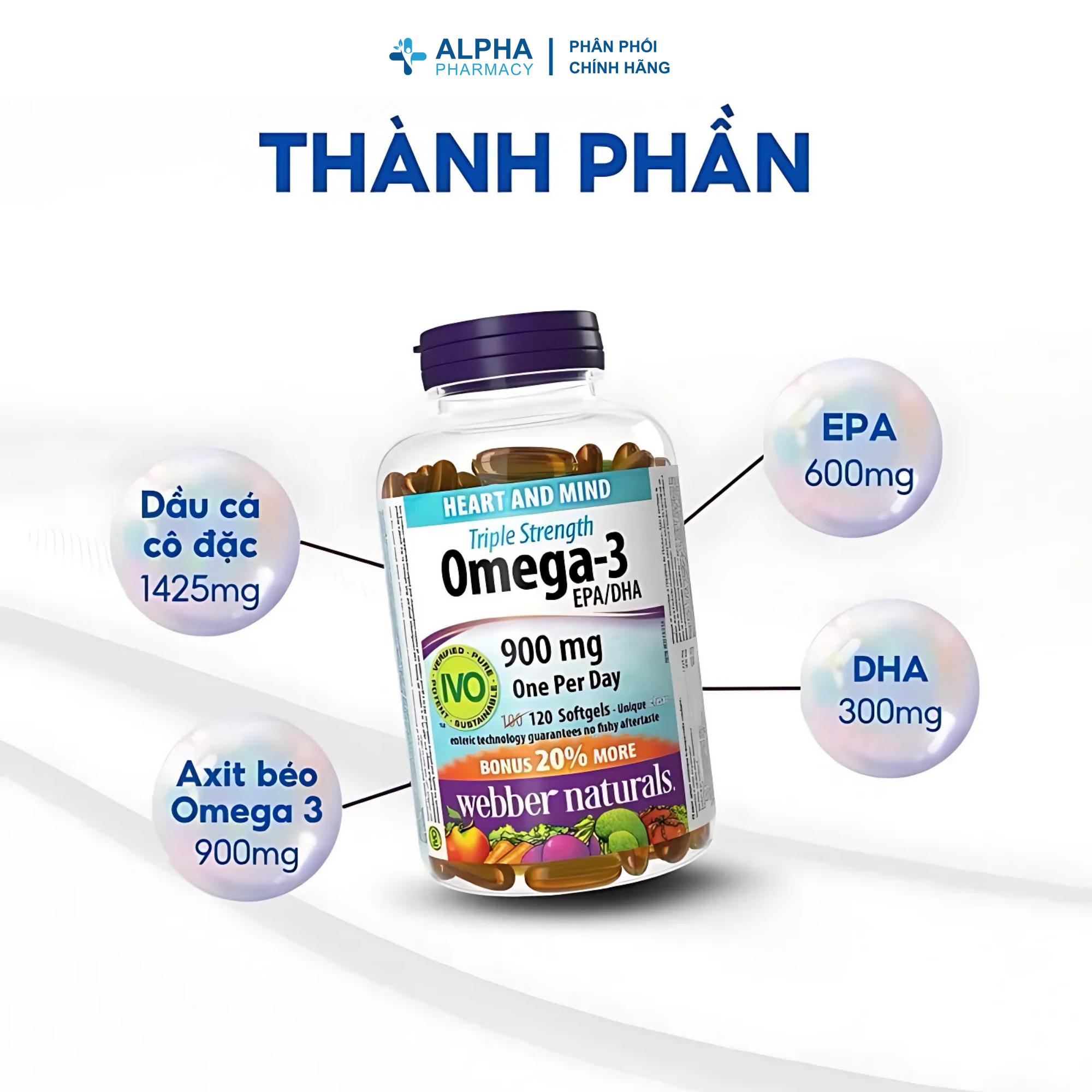 Viên Uống Omega-3 Webber Naturals Triple Strength Hỗ Trợ Tim Mạch, Não Bộ Và Xương Khớp – Lọ 80 Viên/120 Viên - Image 3