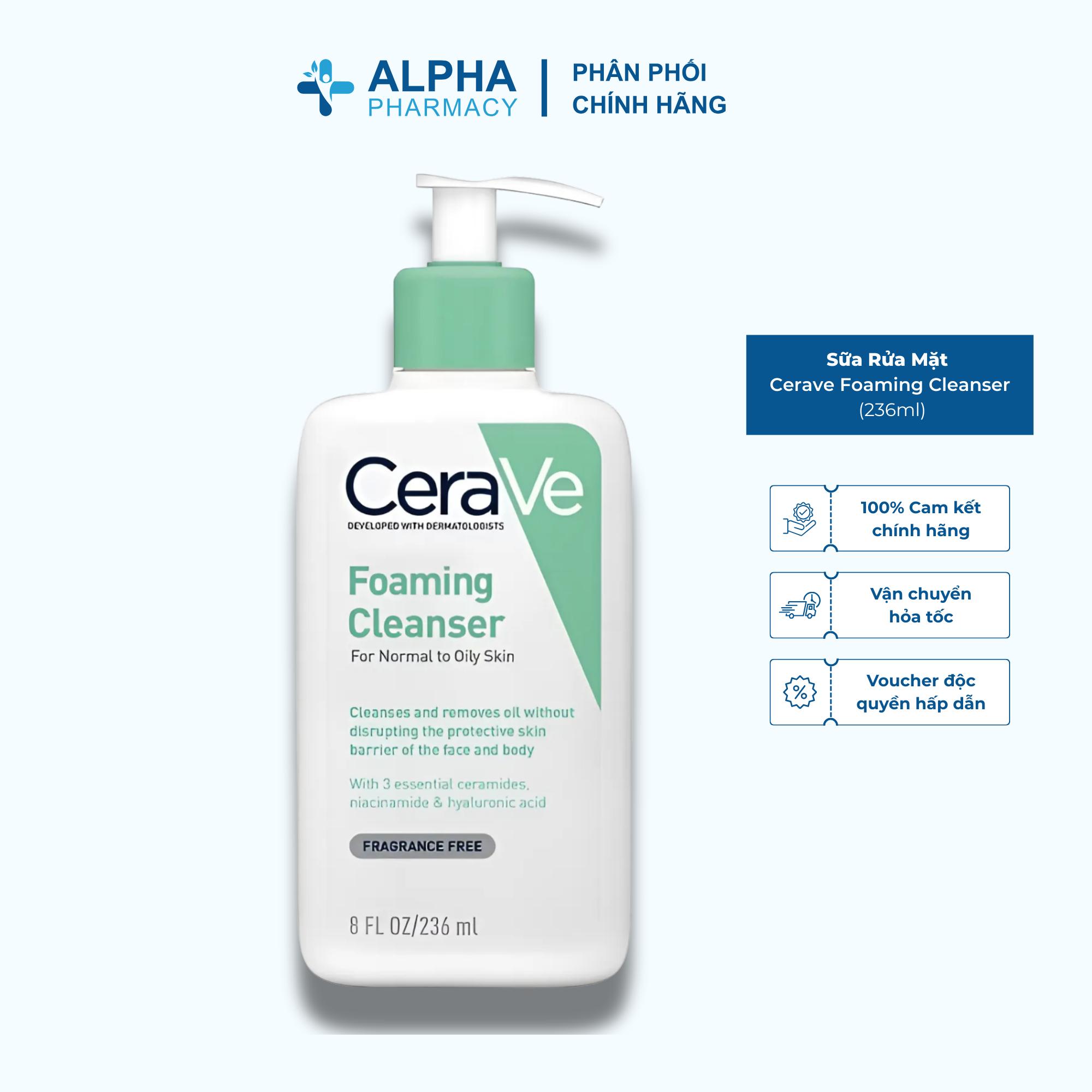 Sữa Rửa Mặt Cerave Foaming Cleanser Cho Da Thường & Da Dầu - 236ml