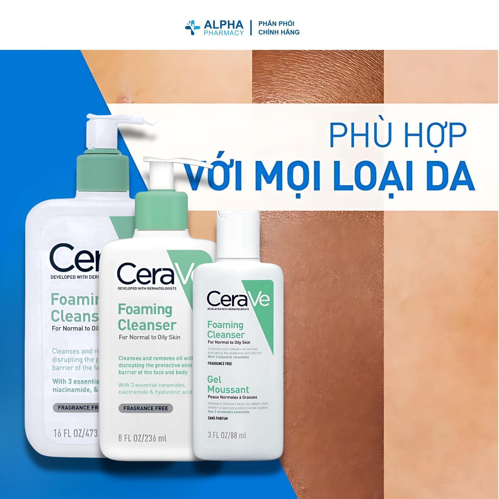 Sữa Rửa Mặt Cerave Foaming Cleanser Cho Da Thường & Da Dầu - 236ml - Image 5