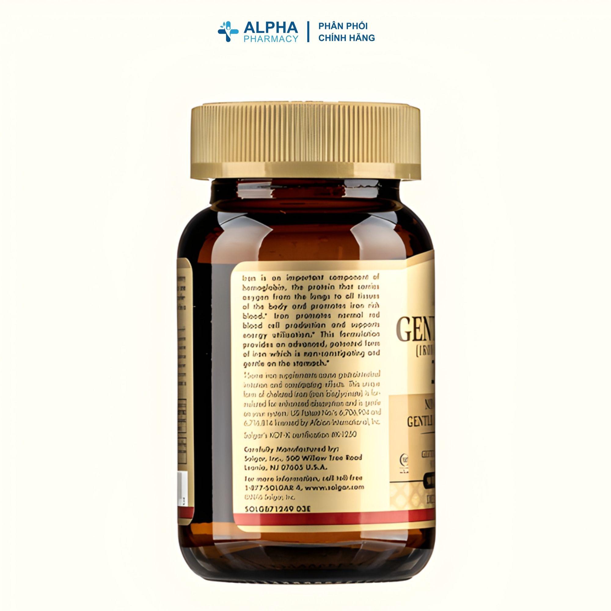 Viên Uống Bổ Sung Sắt Hữu Cơ Solgar Gentle Iron – 90 Viên - Image 2