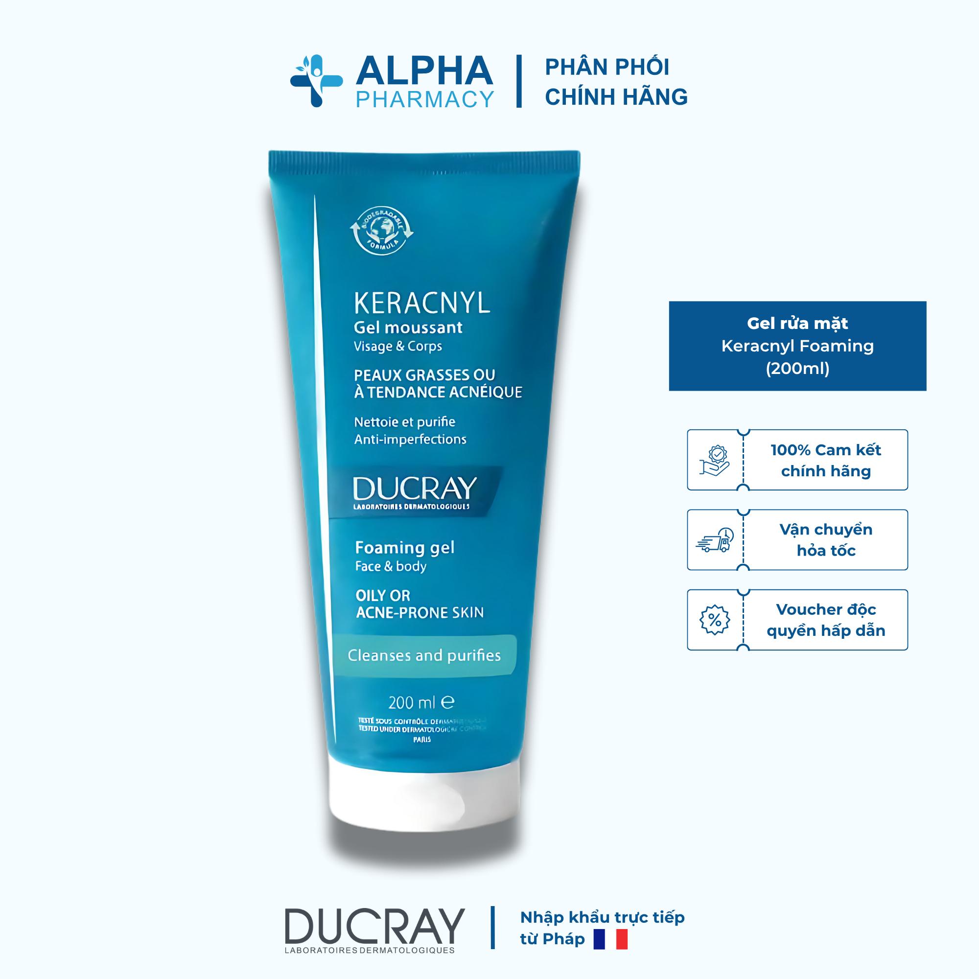 Gel Ducray Keracnyl Foaming Giúp Làm Sạch Cho Da Nhờn, Mụn - 200ml