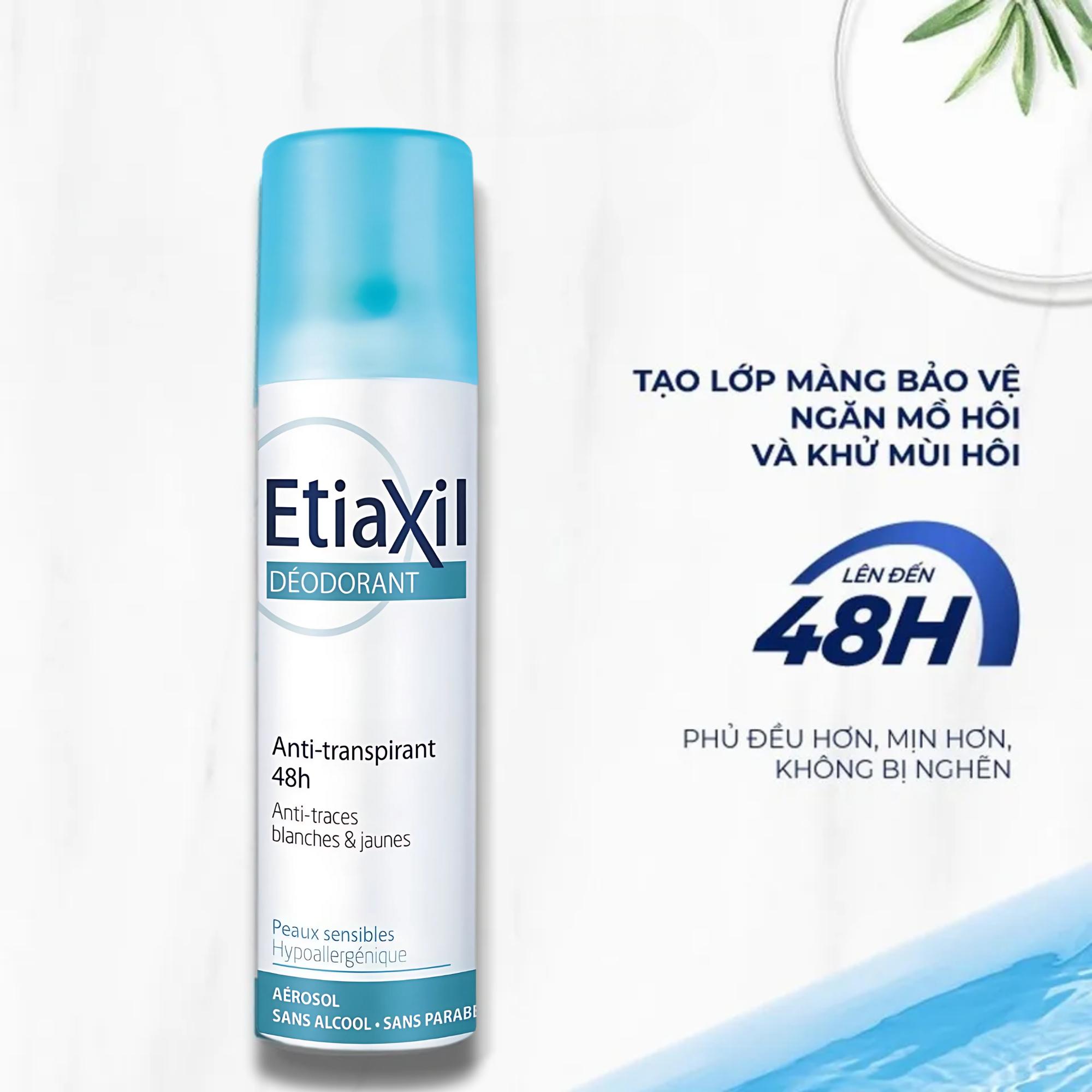 Xịt Khử Mùi Etiaxil Deodorant Anti- Transpirant 48H Peaux Sensibles Aérosol Dạng Có Gas Cho Da Nhạy Cảm – 150ml - Image 2