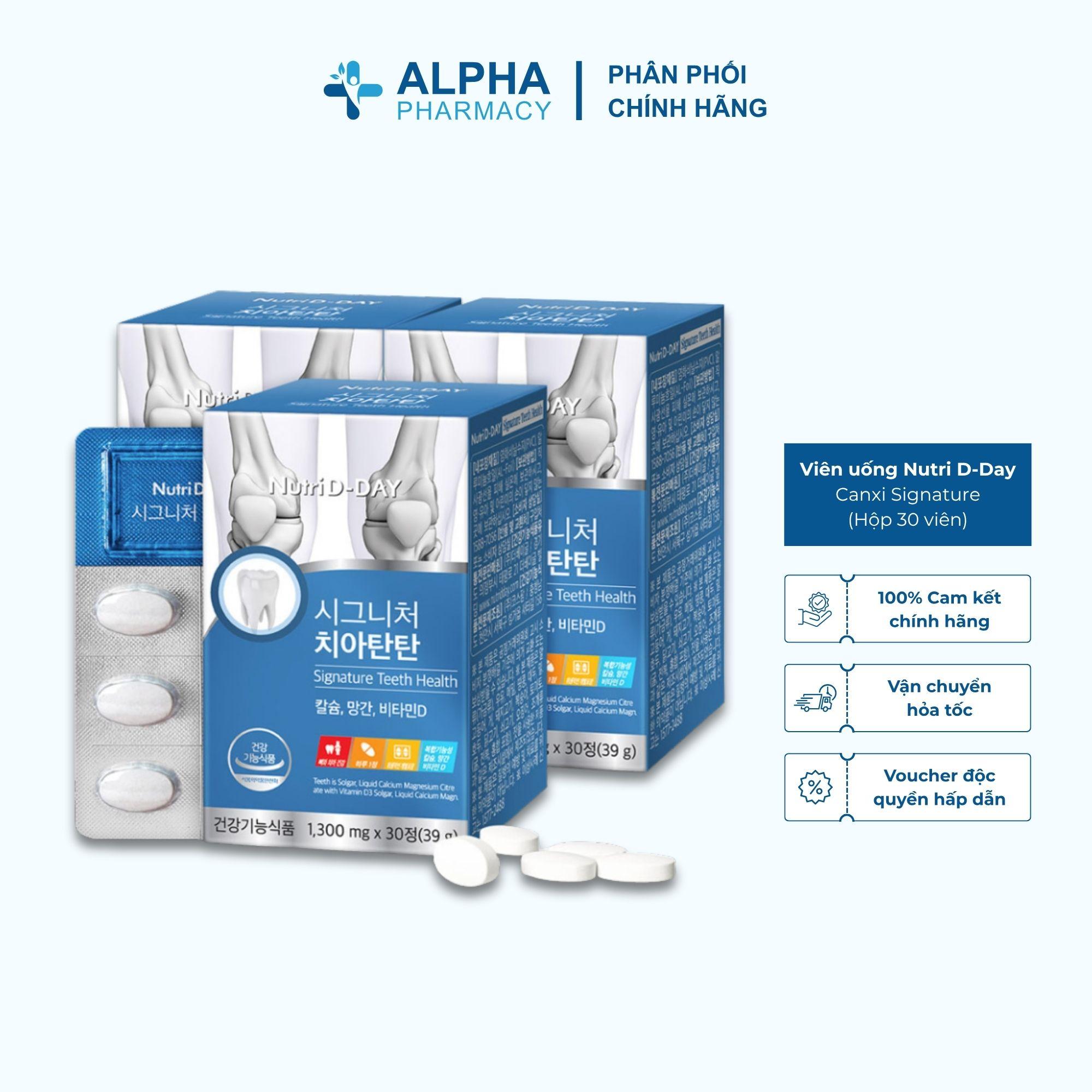 Nutri D-Day Canxi Signature Hỗ Trợ Xương, Răng Chắc Khỏe, Giảm Nguy Cơ Loãng Xương - Hộp 30 Viên
